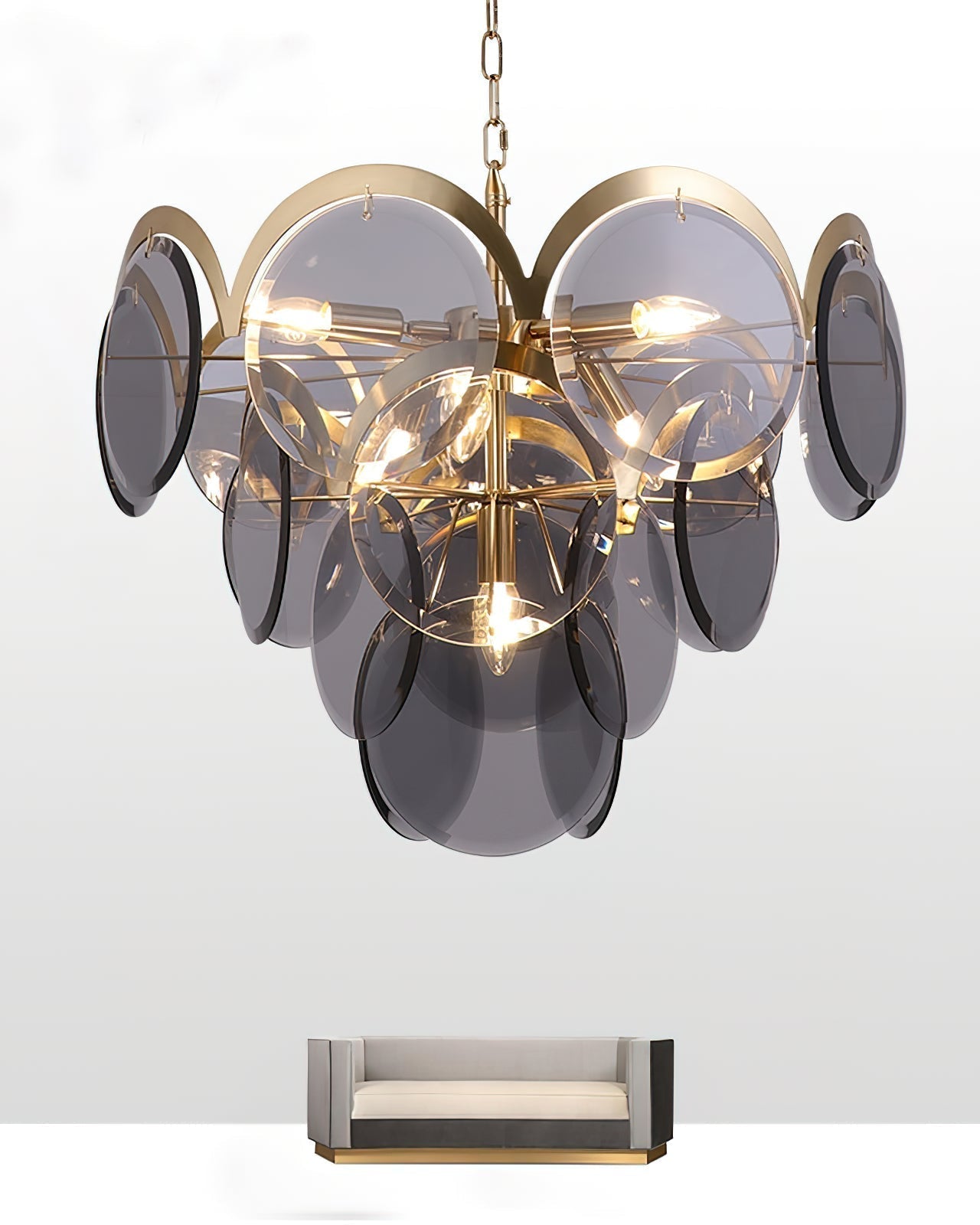 Lustra Lustre en Verre Ambre à Cercles Empilés