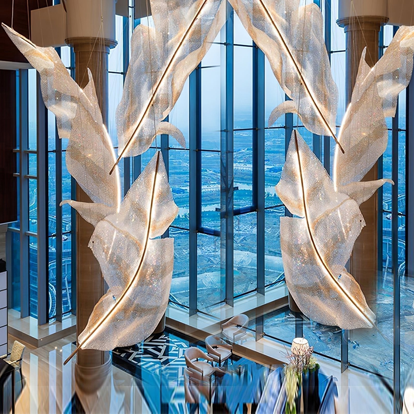 Zeshaen Lustre en Verre Feuilles Tombantes Créatives