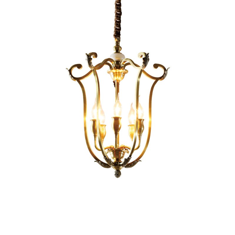 Lustra Lustre Cadre Lanternes Doré