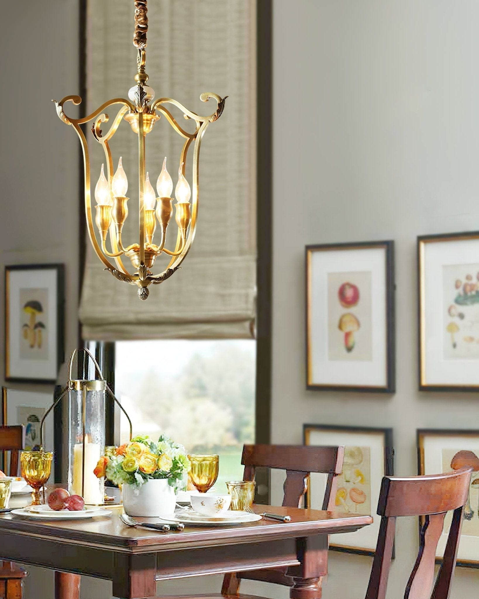 Lustra Lustre Cadre Lanternes Doré