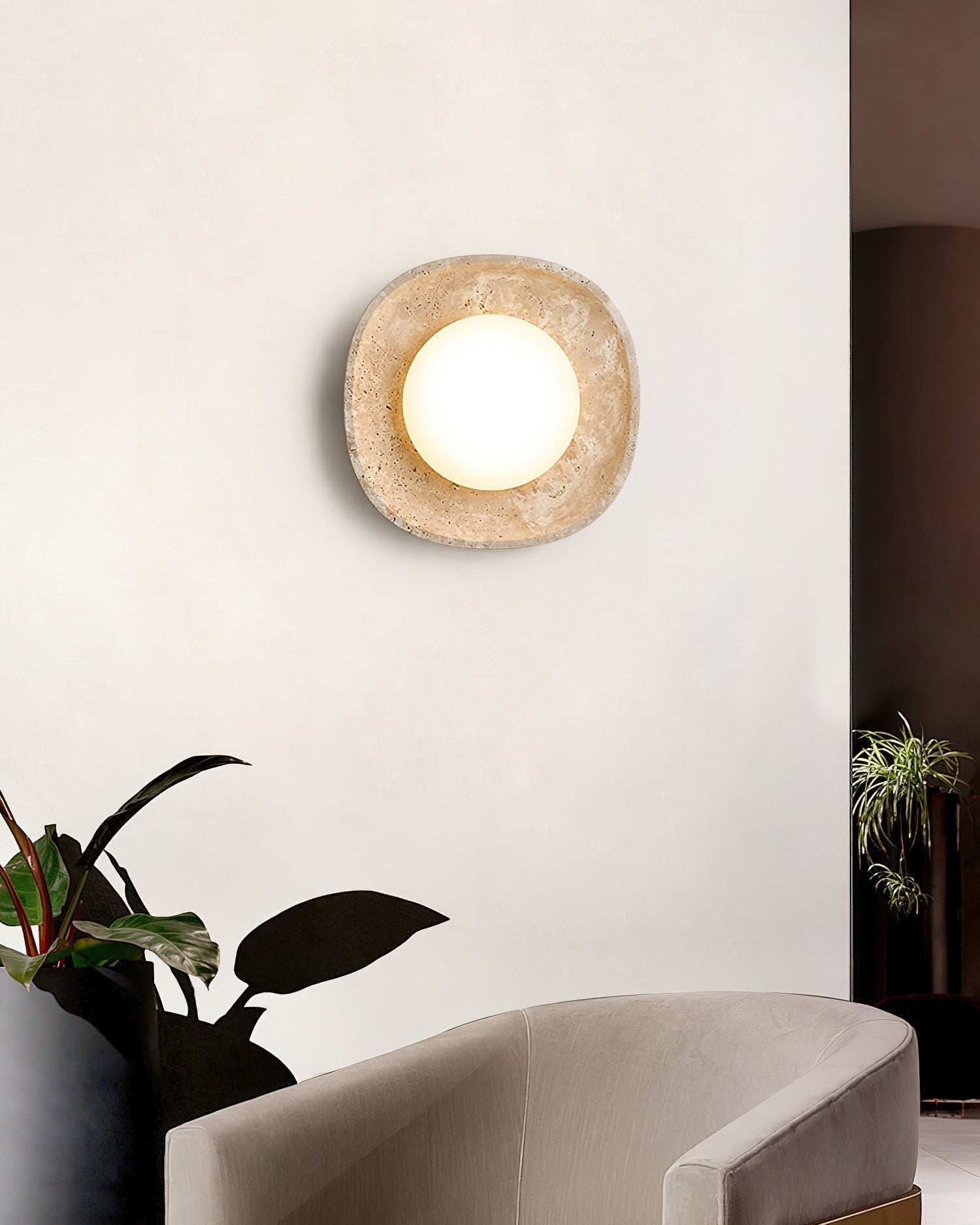 Ritta Applique Murale Travertin Globe