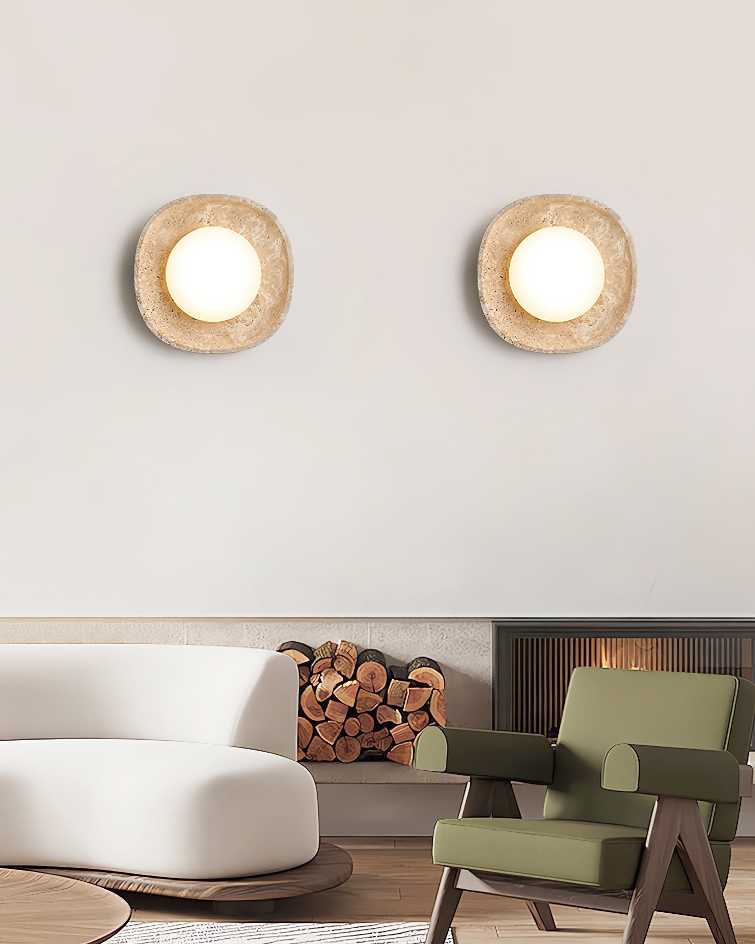 Ritta Applique Murale Travertin Globe