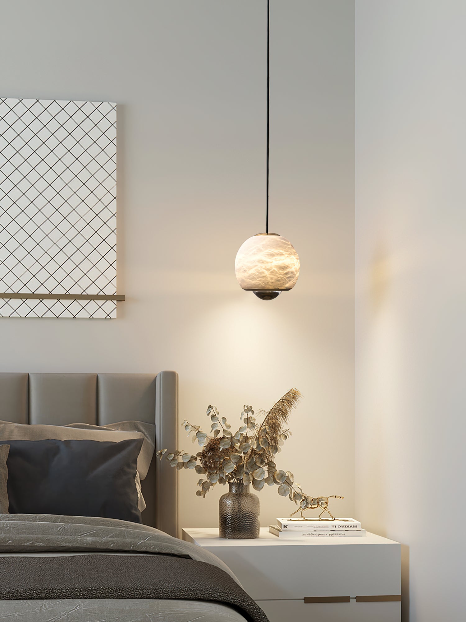 Zephaan Suspension Laiton Albâtre Moderne Minimaliste
