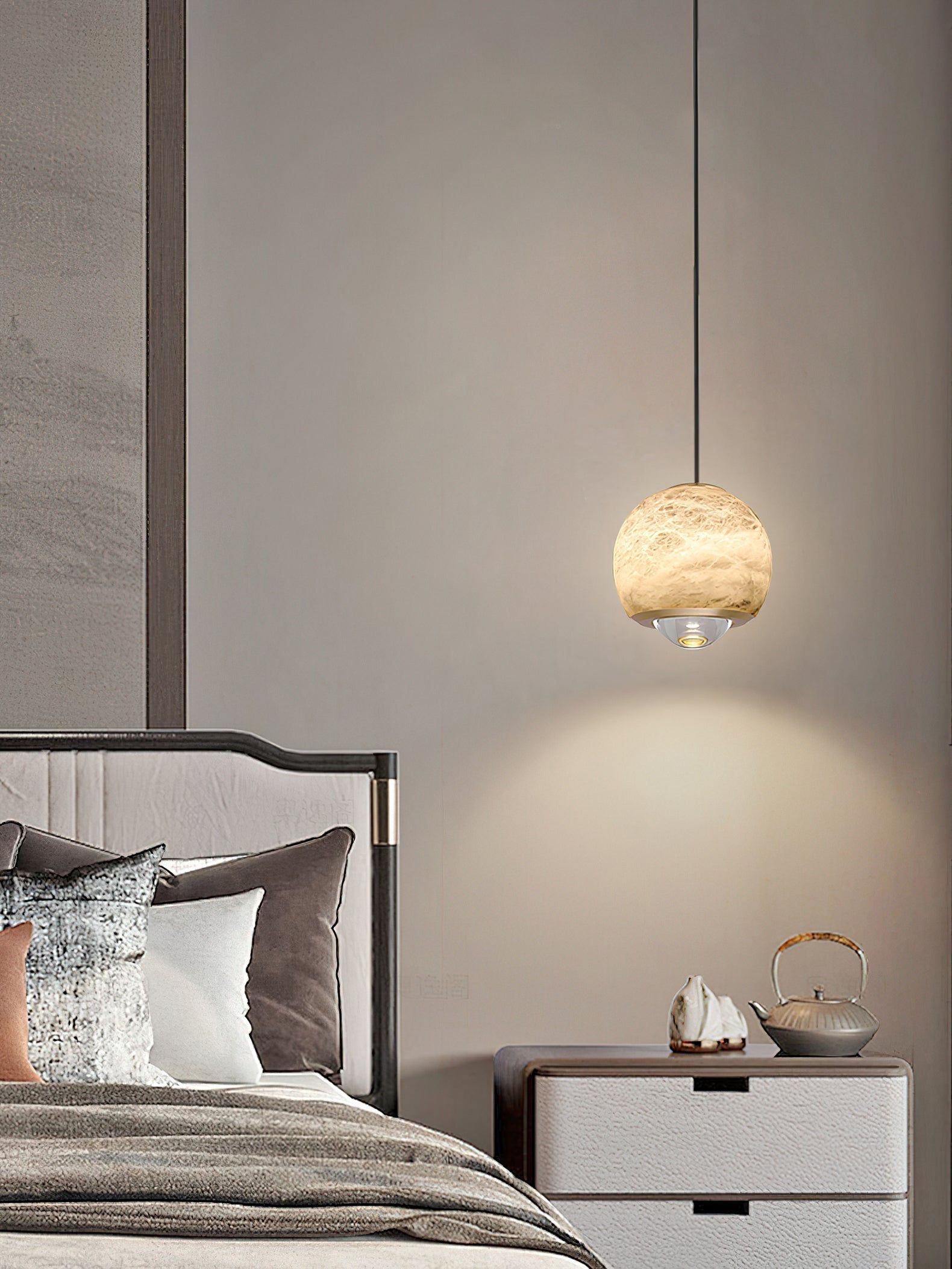 Zephaan Suspension Laiton Albâtre Moderne Minimaliste
