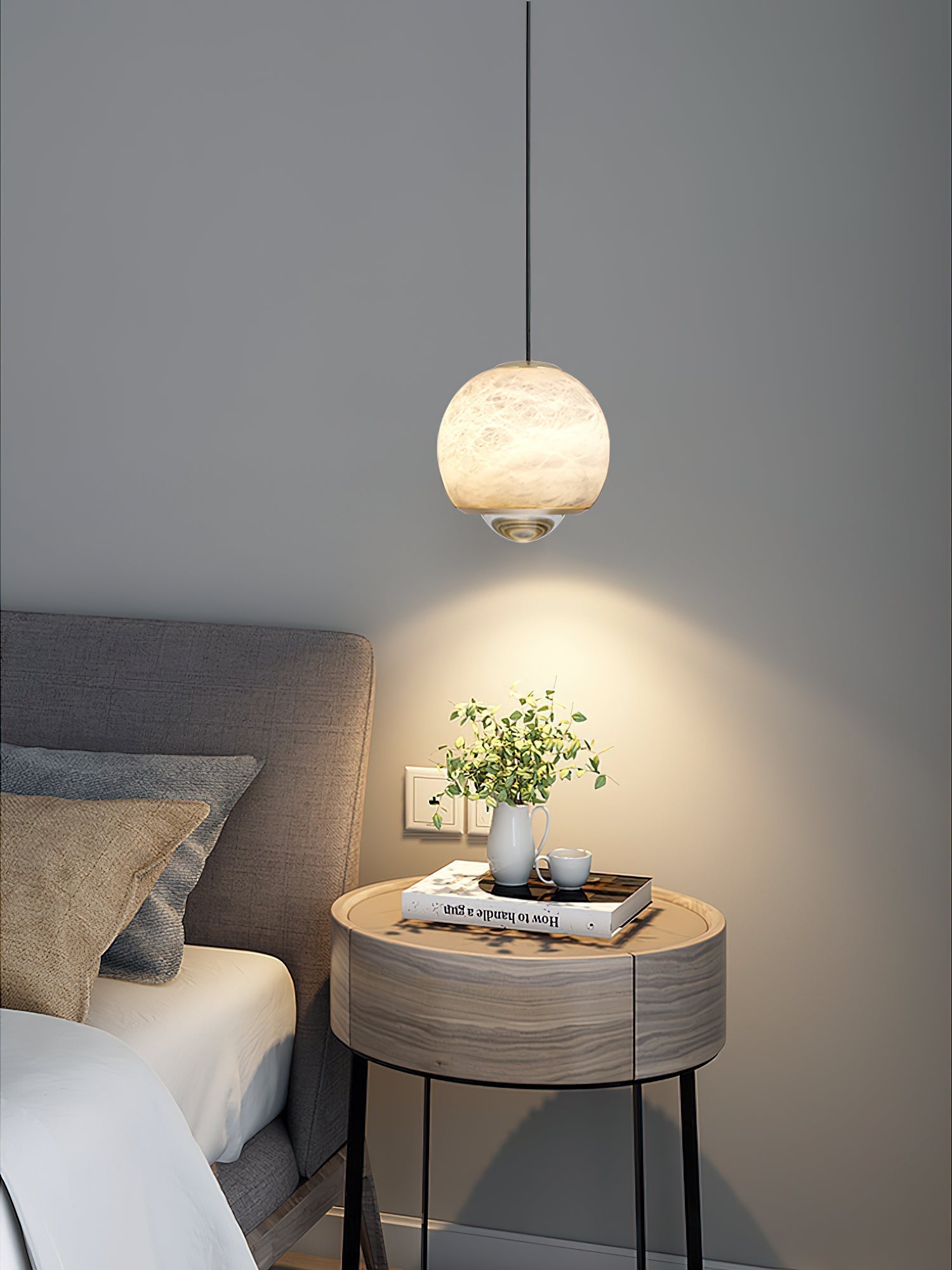 Zephaan Suspension Laiton Albâtre Moderne Minimaliste
