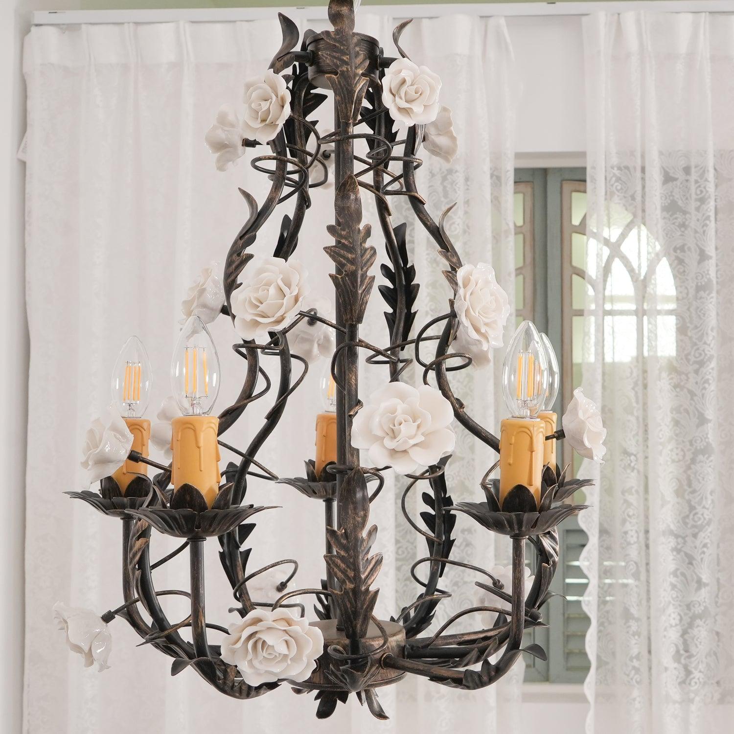 Rocaille Lustre Fleur Luxe Métal