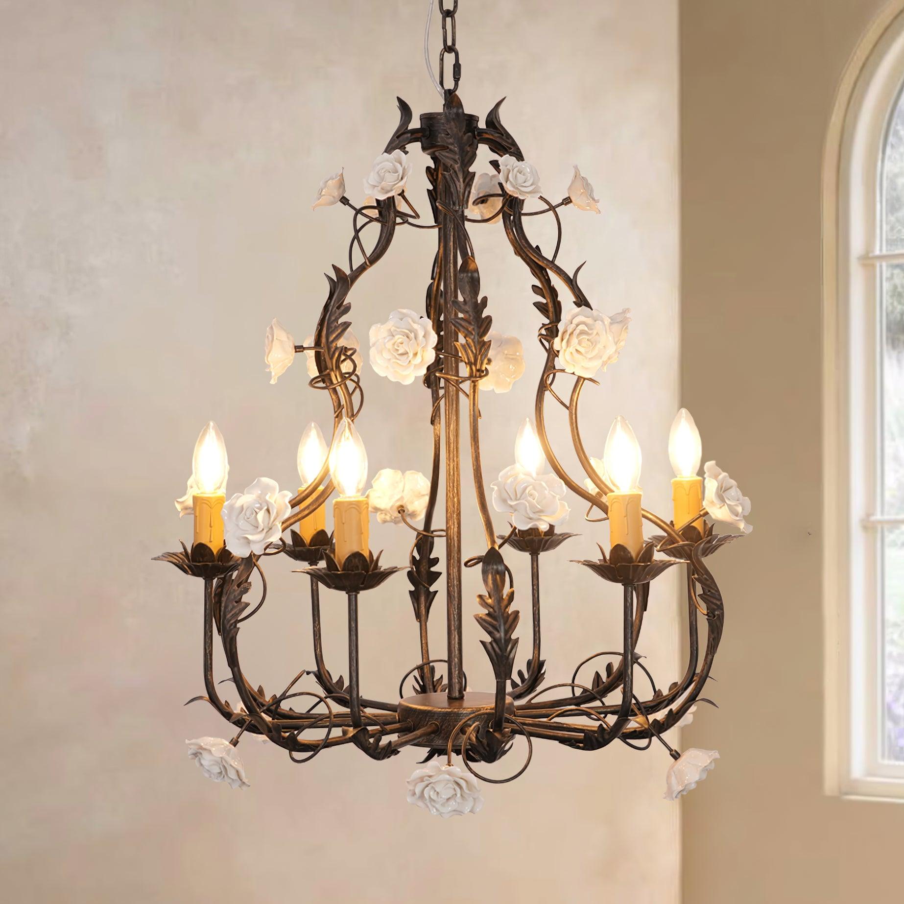 Rocaille Lustre Fleur Luxe Métal
