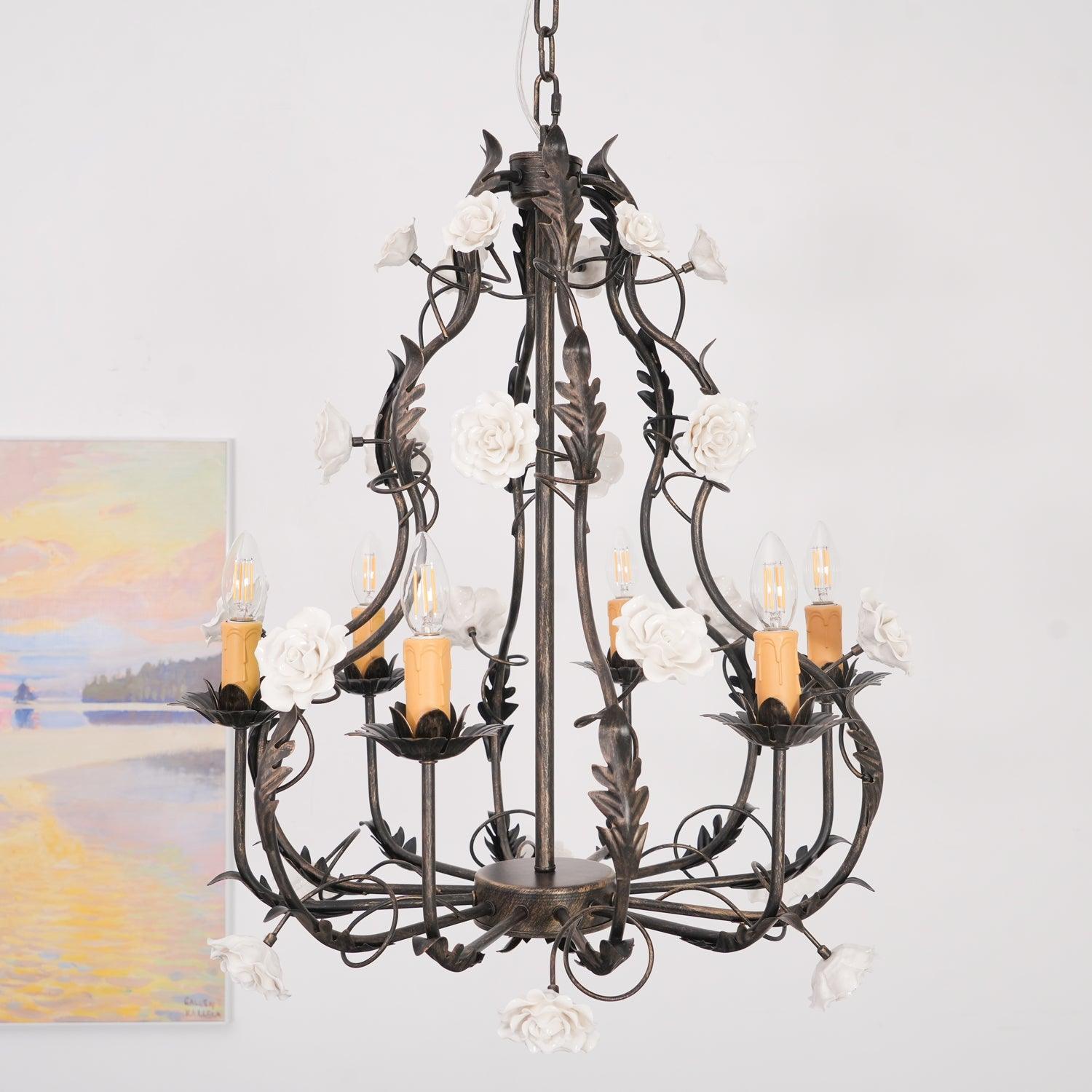 Rocaille Lustre Fleur Luxe Métal