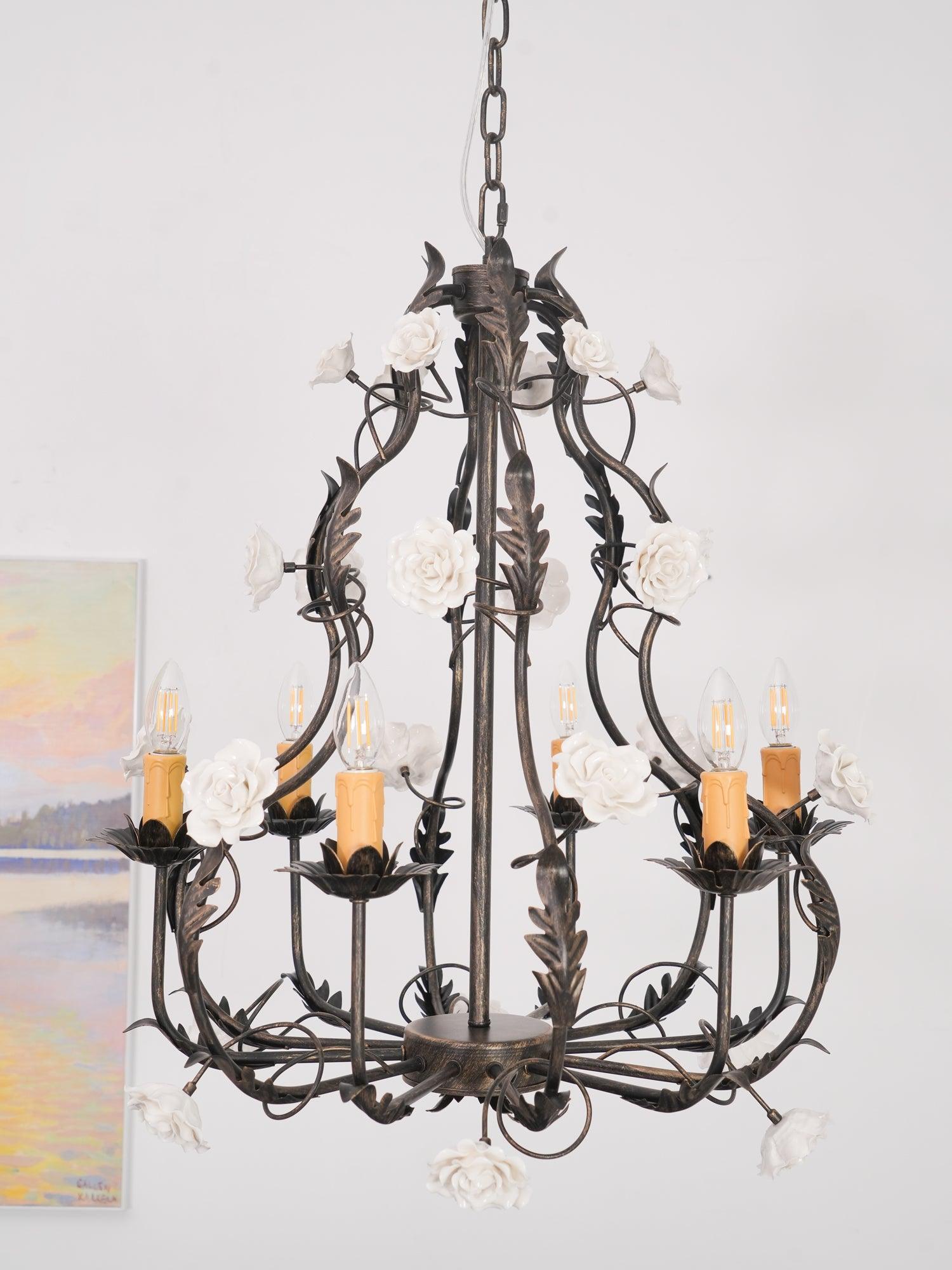 Rocaille Lustre Fleur Luxe Métal
