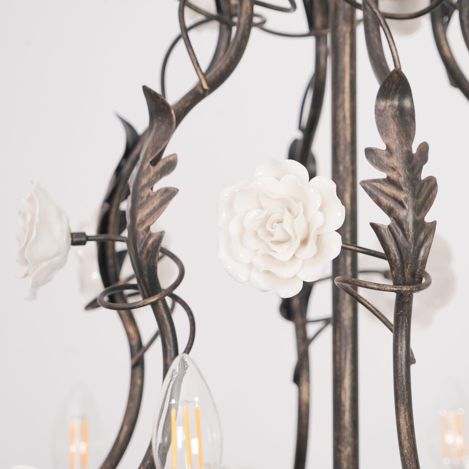 Rocaille Lustre Fleur Luxe Métal