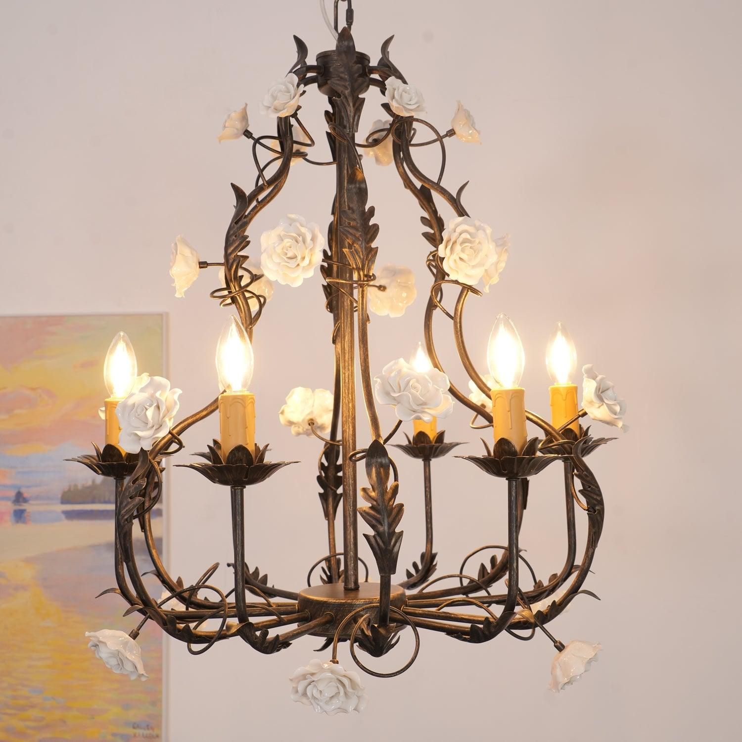 Rocaille Lustre Fleur Luxe Métal