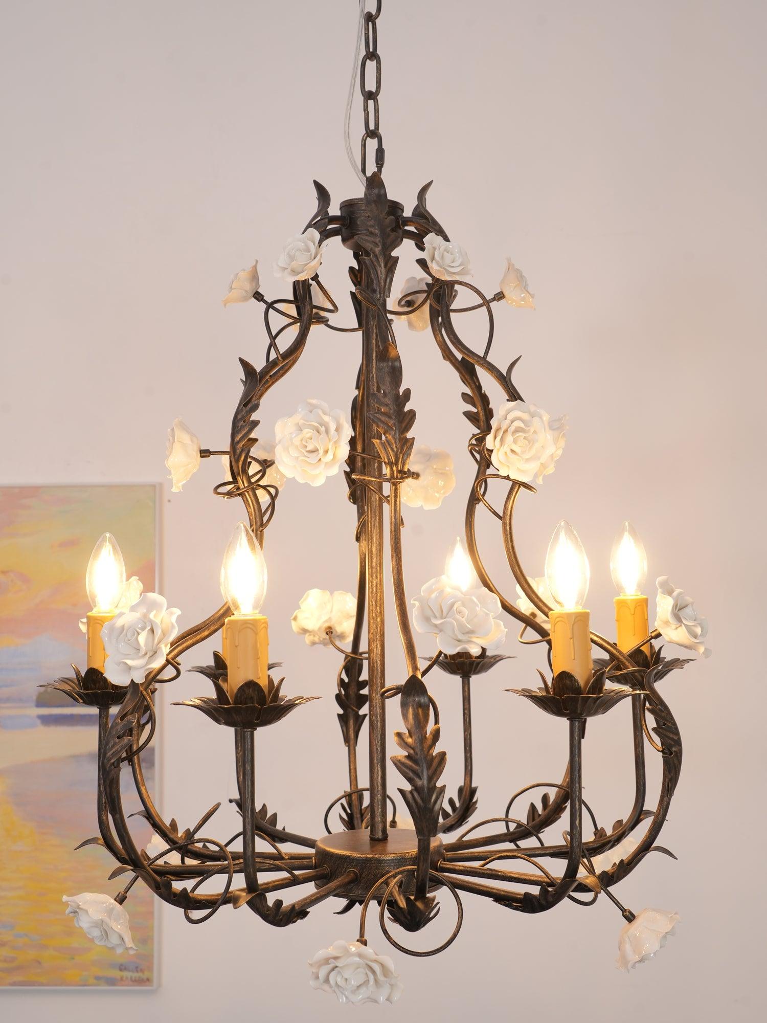 Rocaille Lustre Fleur Luxe Métal