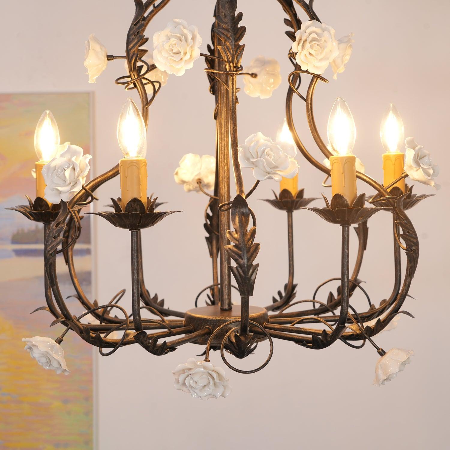 Rocaille Lustre Fleur Luxe Métal