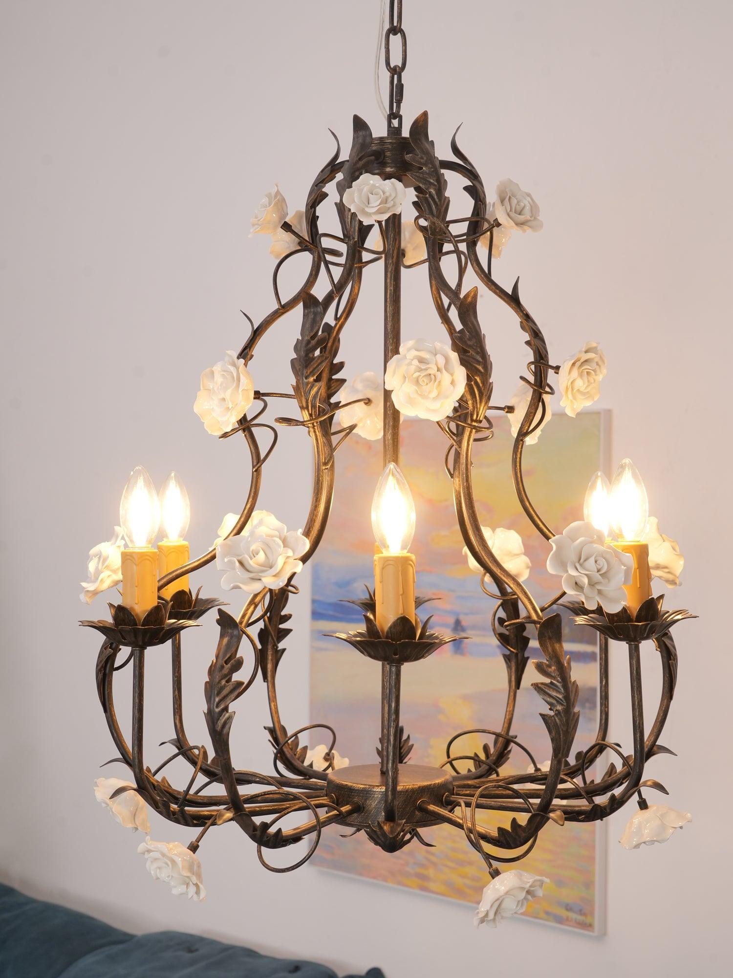 Rocaille Lustre Fleur Luxe Métal