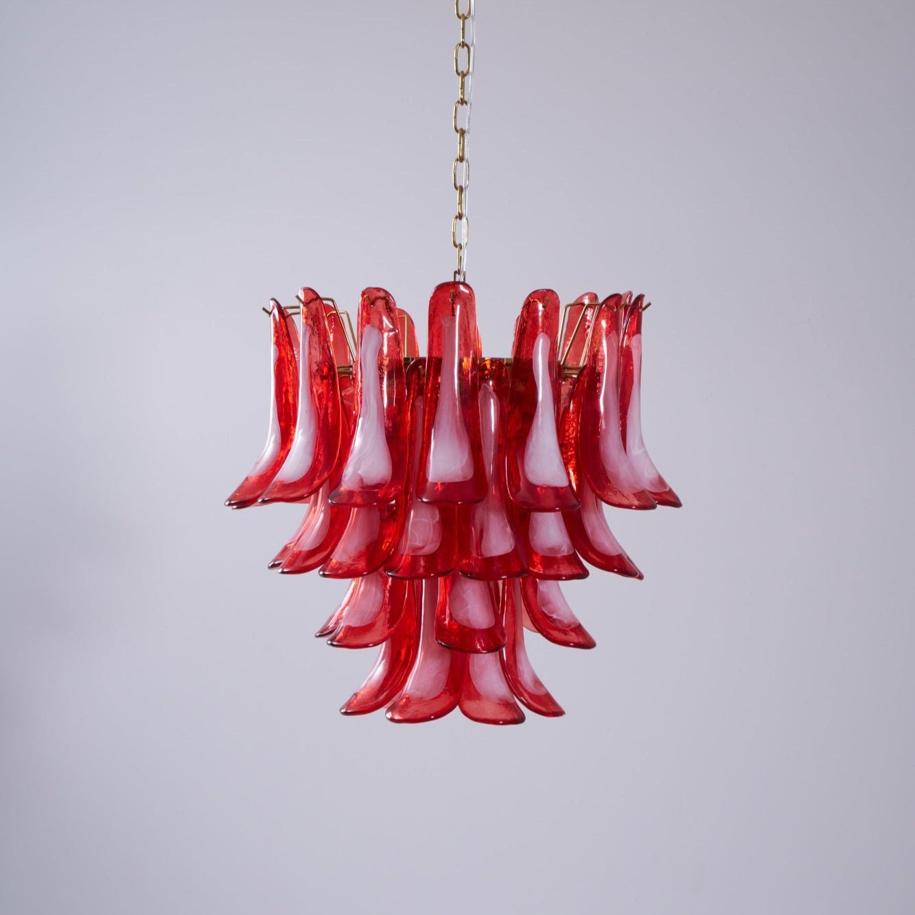 Aurora Lustre Rouge Pétale Verre Superposé Artistique