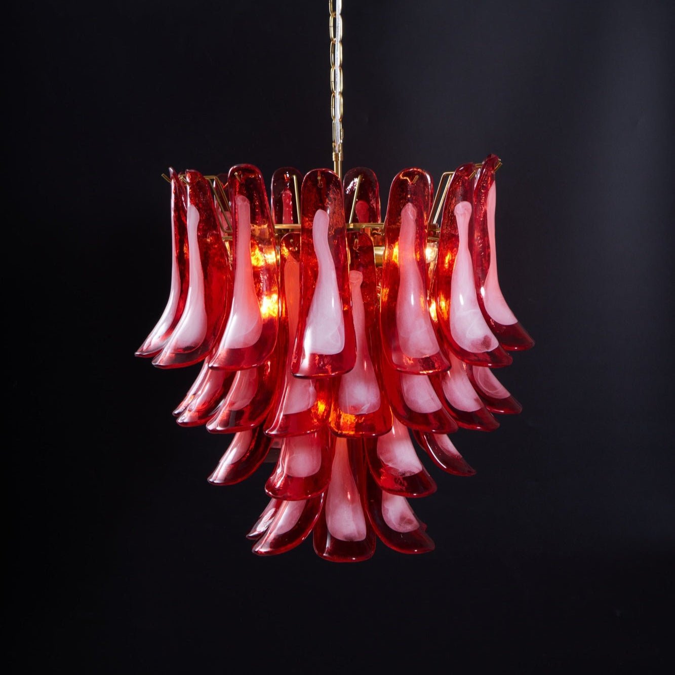 Aurora Lustre Rouge Pétale Verre Superposé Artistique