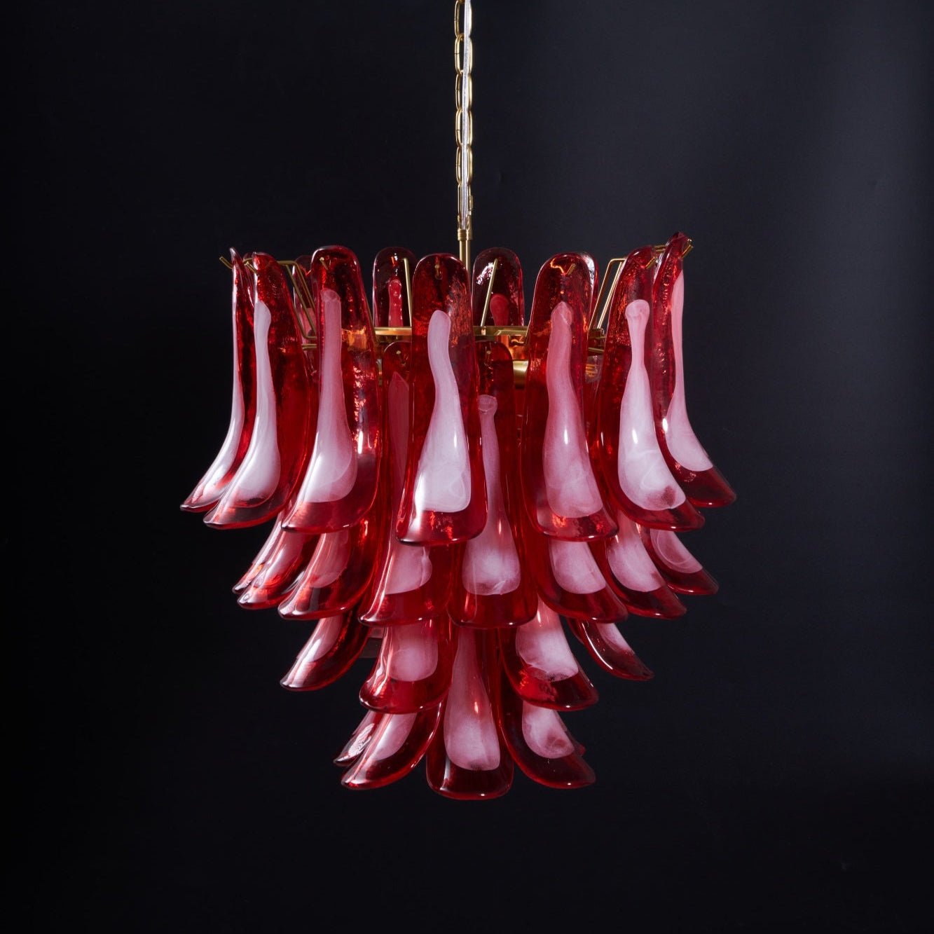 Aurora Lustre Rouge Pétale Verre Superposé Artistique