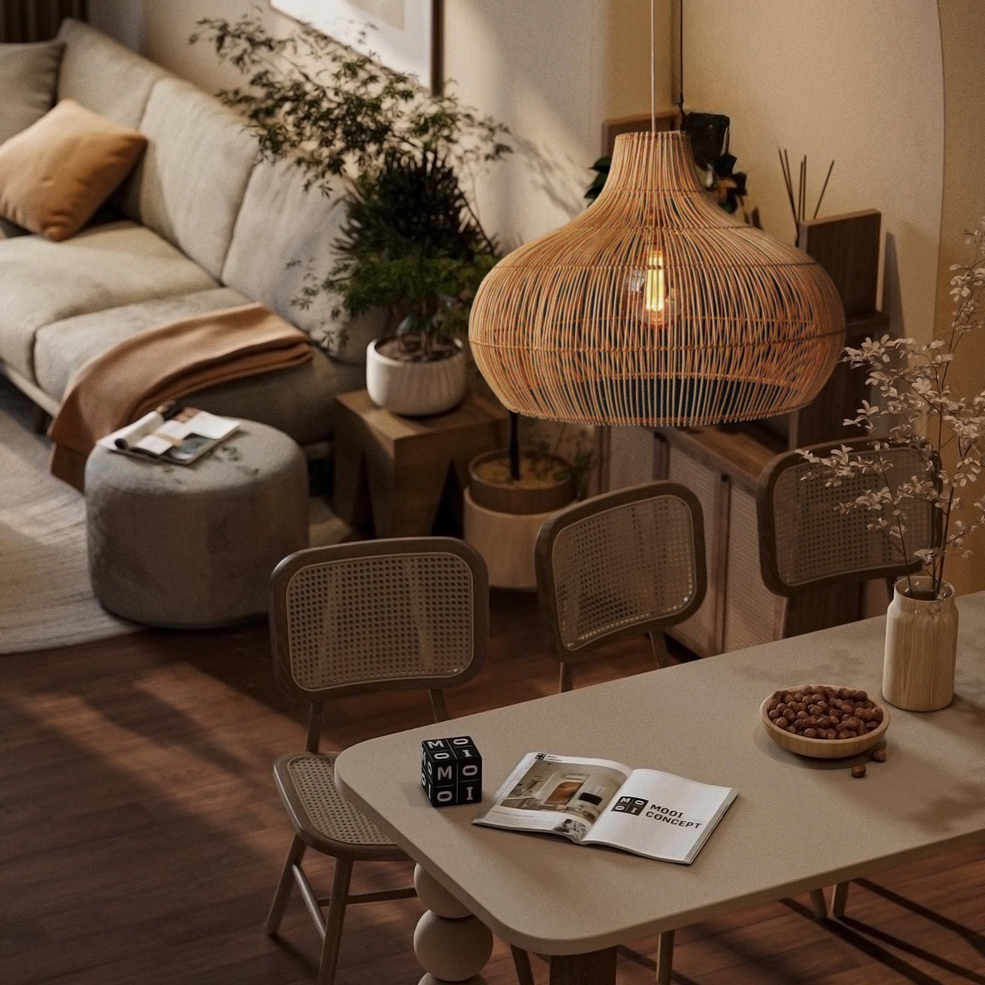 Elsilira Suspension Rotin Élégance Naturelle