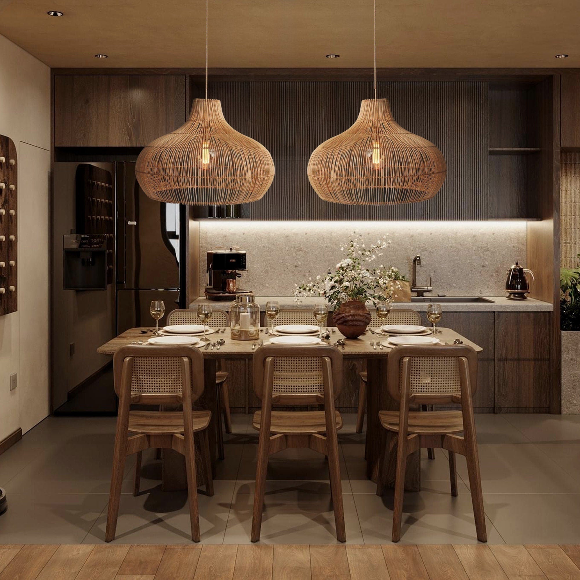 Elsilira Suspension Rotin Élégance Naturelle