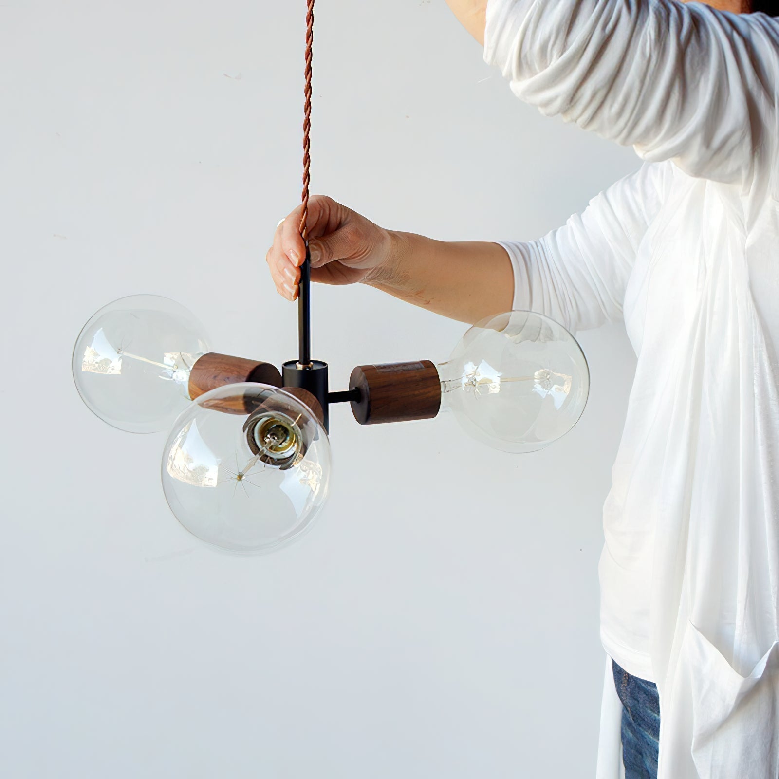 Filotto Suspension Ampoule Exposée Bois Industriel