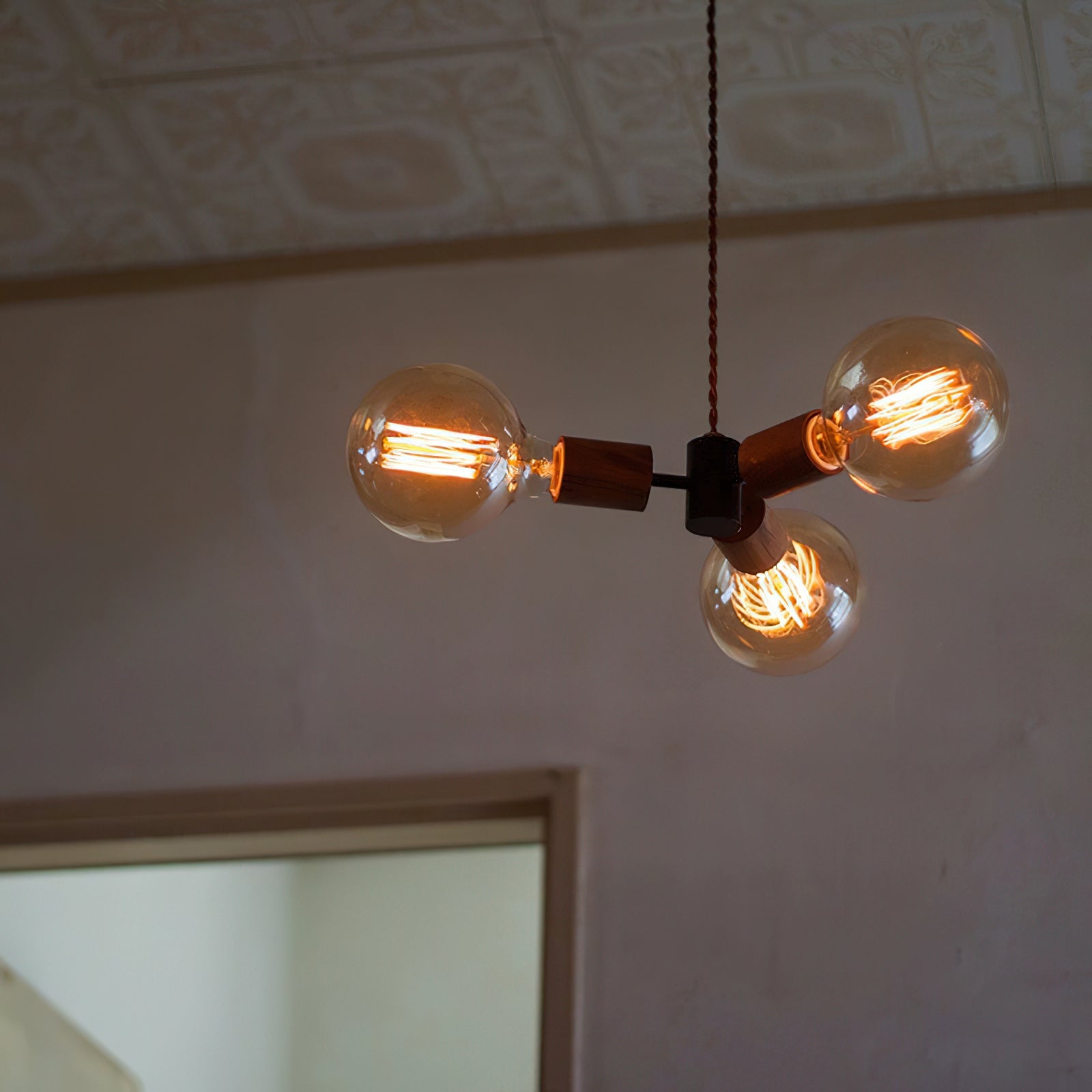 Filotto Suspension Ampoule Exposée Bois Industriel