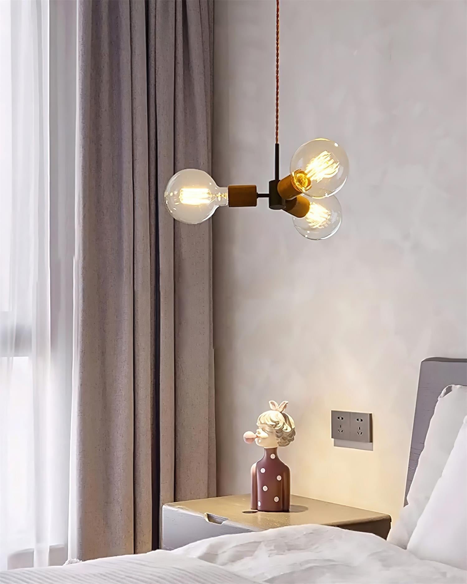 Filotto Suspension Ampoule Exposée Bois Industriel