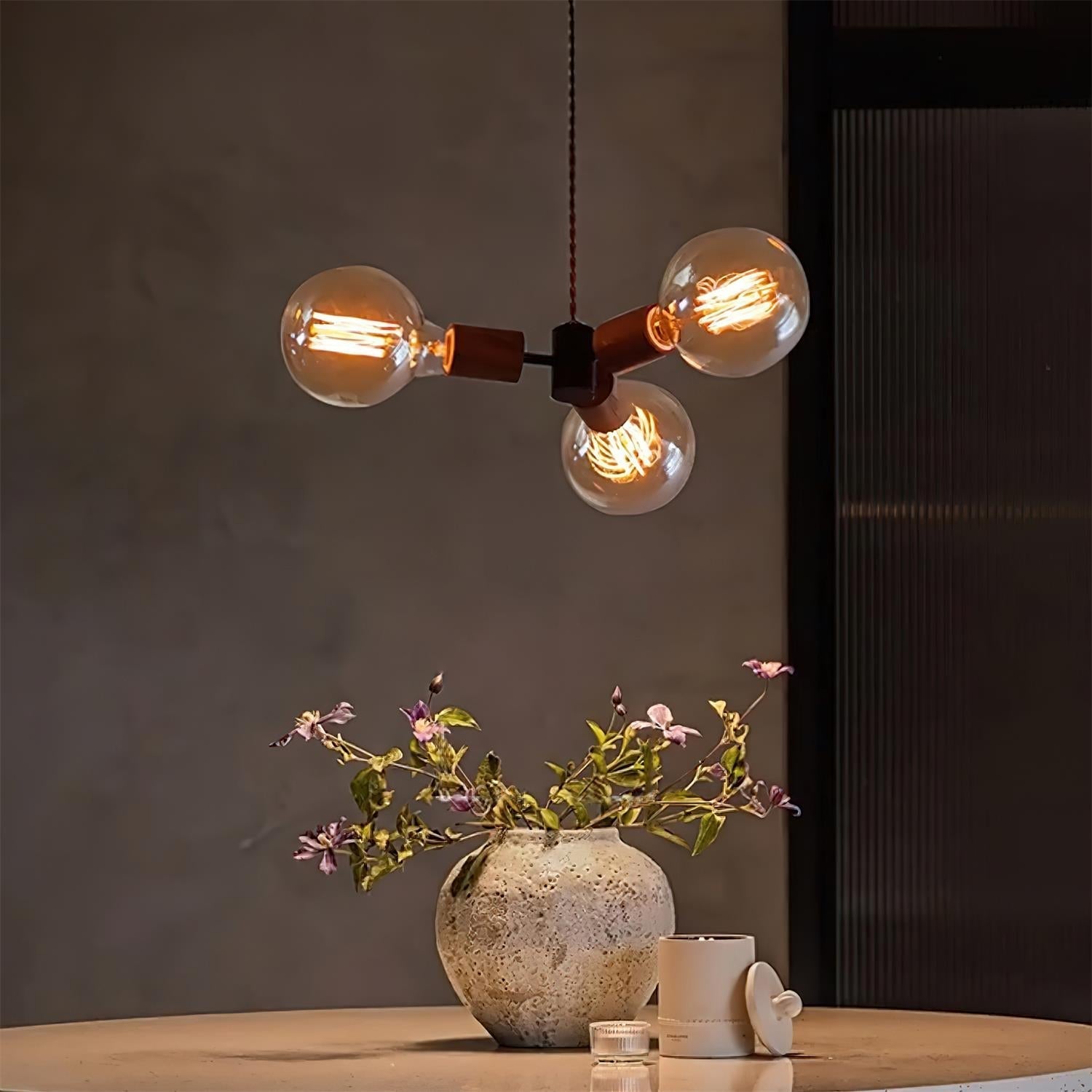 Filotto Suspension Ampoule Exposée Bois Industriel