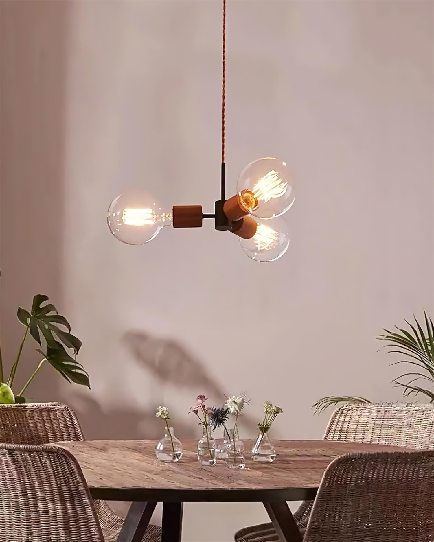Filotto Suspension Ampoule Exposée Bois Industriel