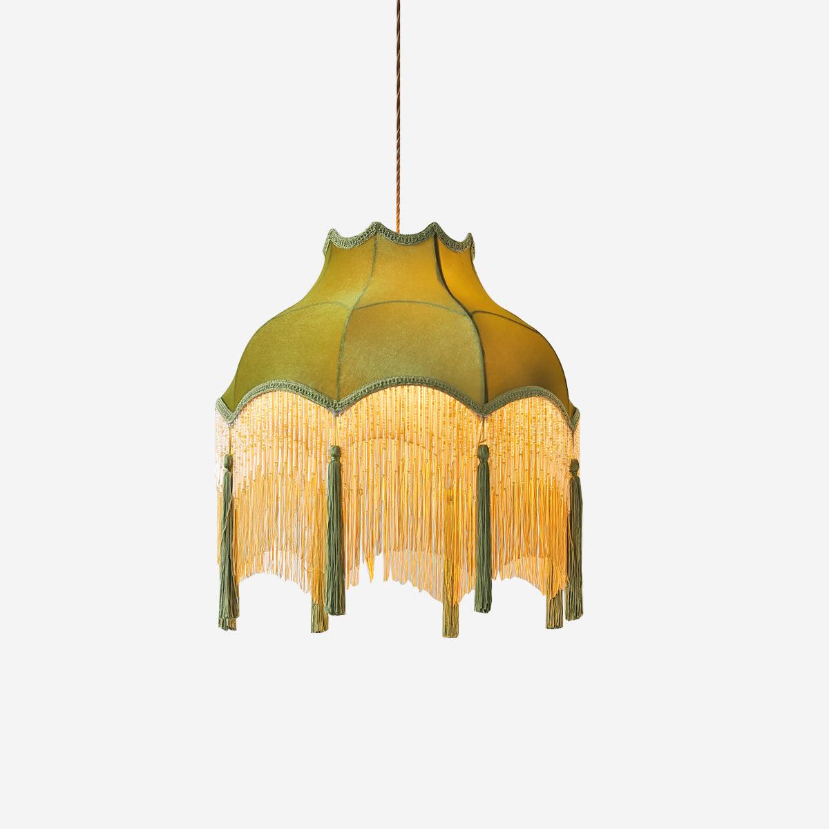 Fina Lampe Suspendue Velours Franges Vintage Élégant À Pompons