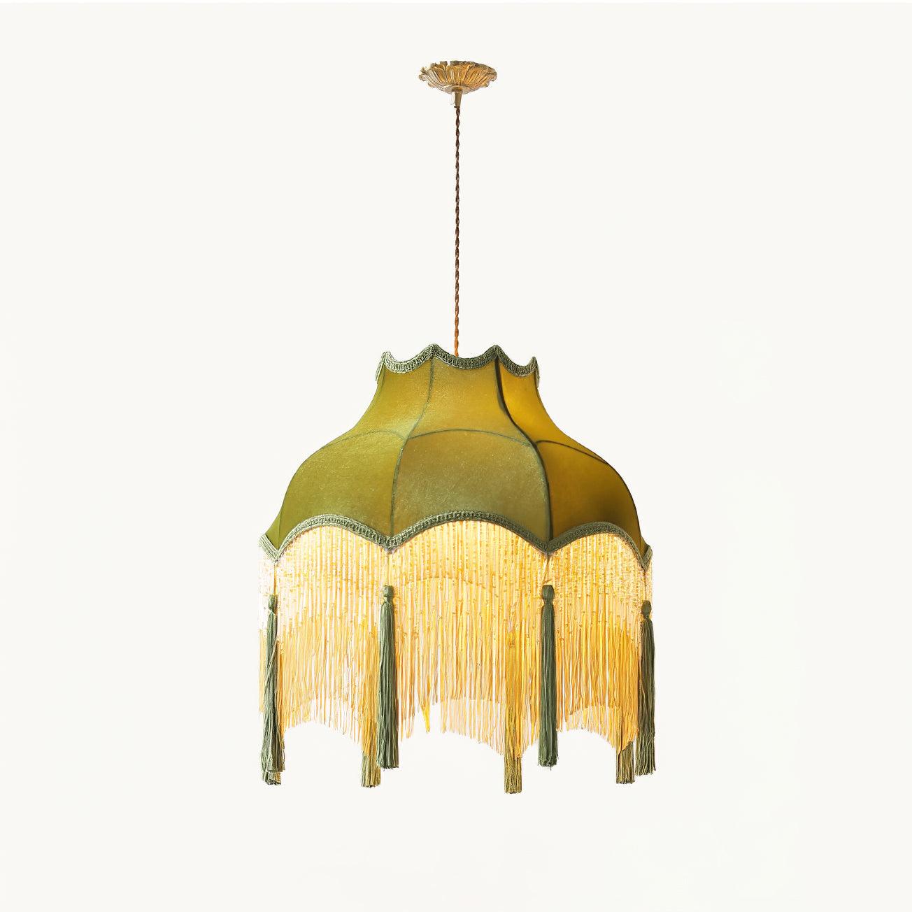 Fina Lampe Suspendue Velours Franges Vintage Élégant À Pompons