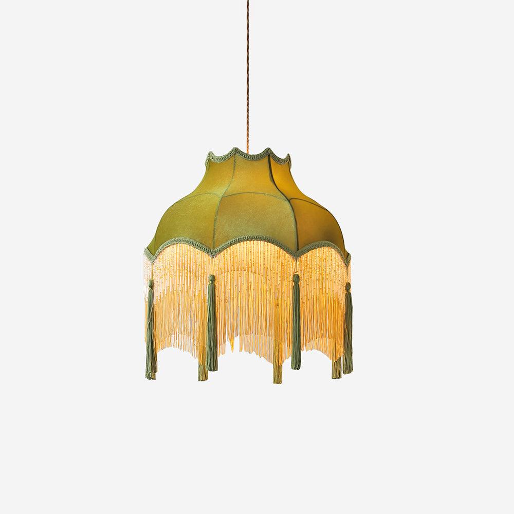 Fina Lampe Suspendue Velours Franges Vintage Élégant À Pompons