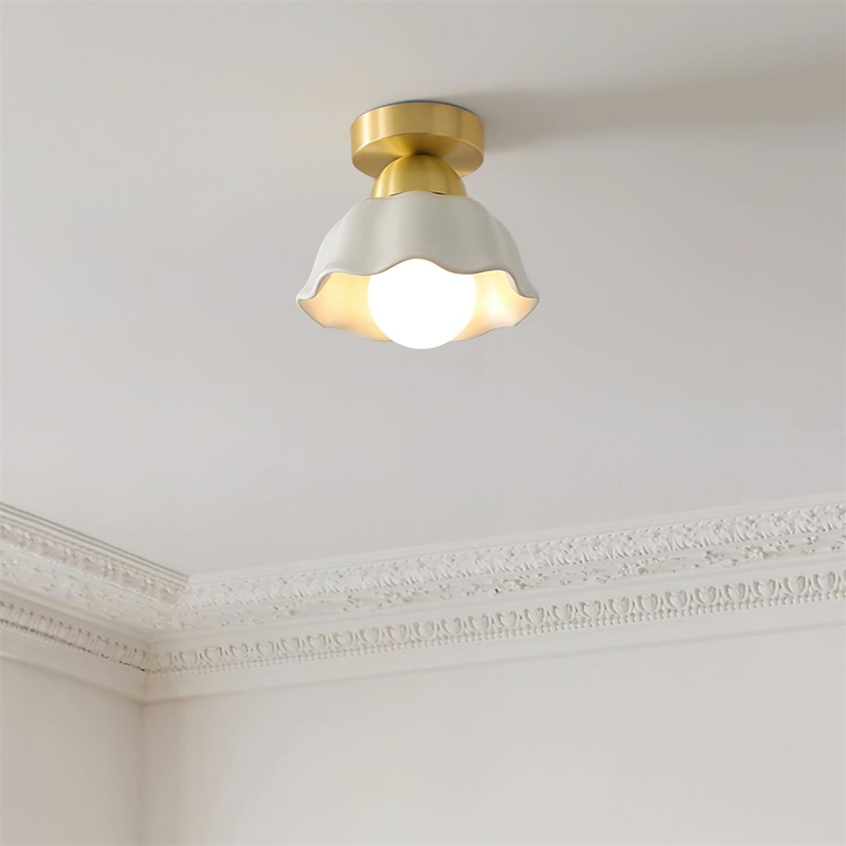 Opila Lampe Plafonnier Semi-Encastrée Or et Blanche