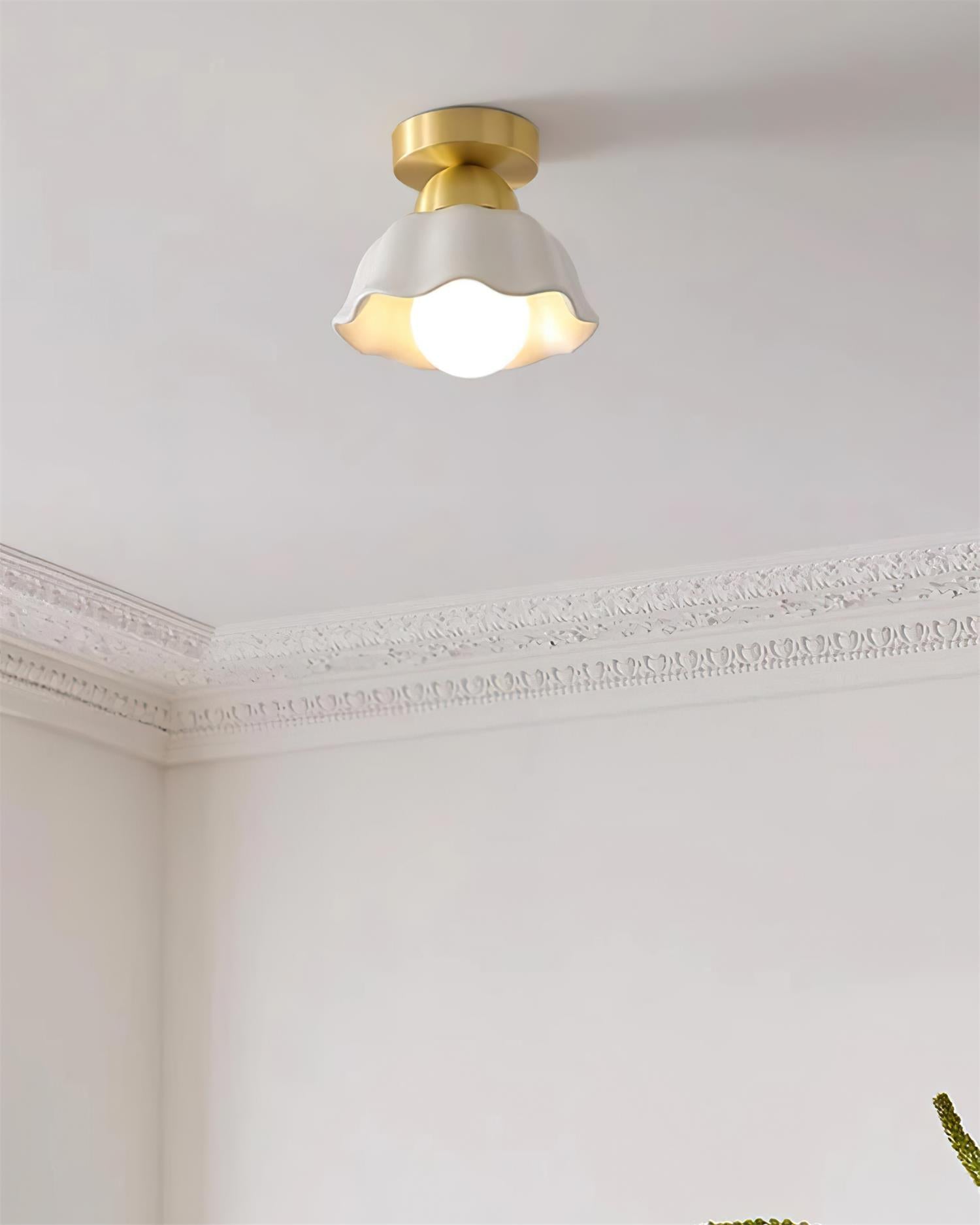 Opila Lampe Plafonnier Semi-Encastrée Or et Blanche