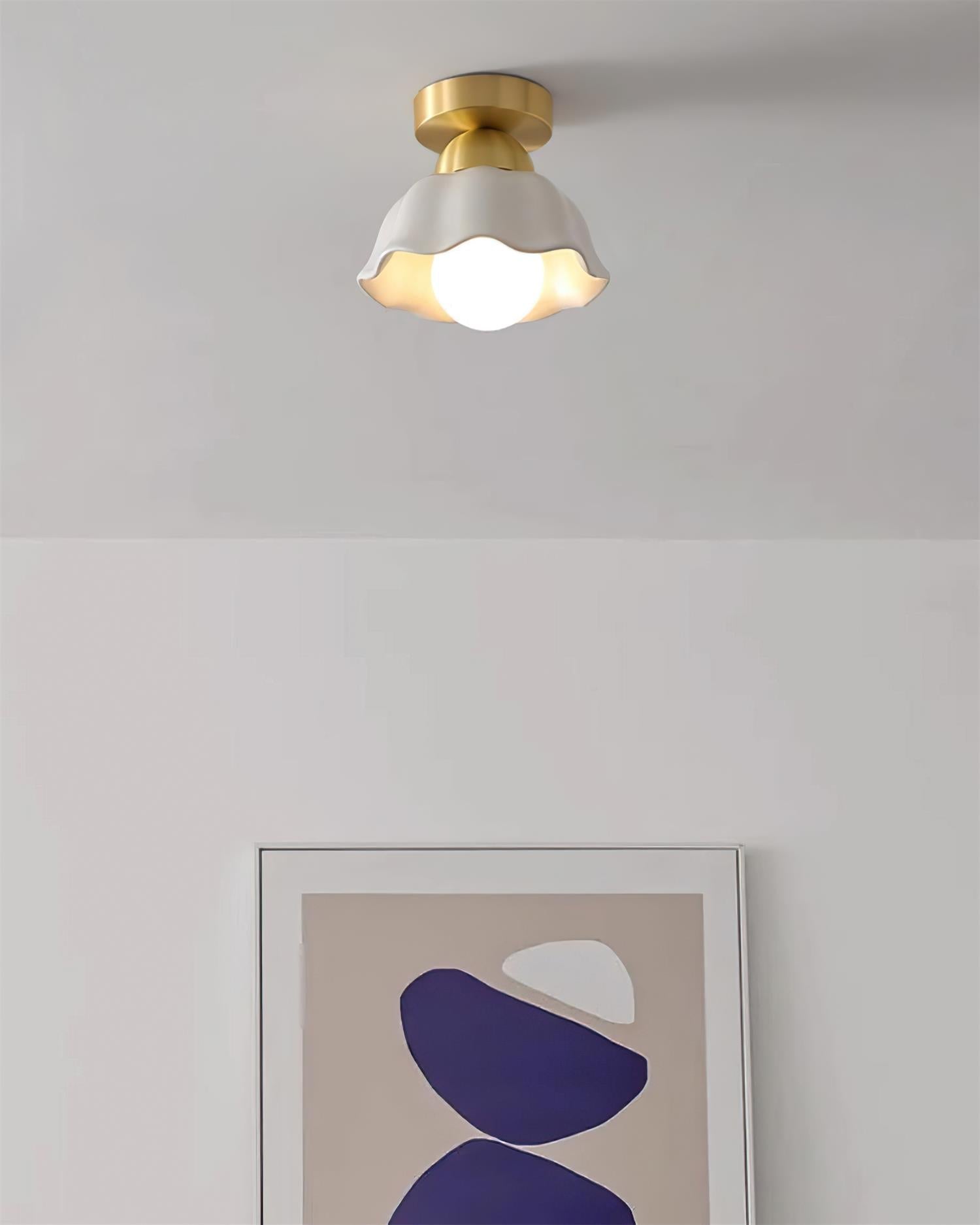 Opila Lampe Plafonnier Semi-Encastrée Or et Blanche
