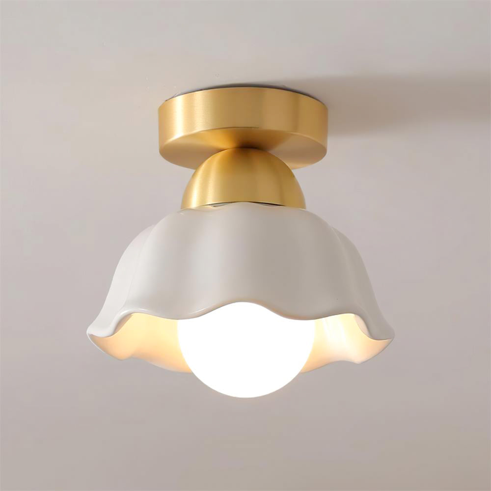 Opila Lampe Plafonnier Semi-Encastrée Or et Blanche