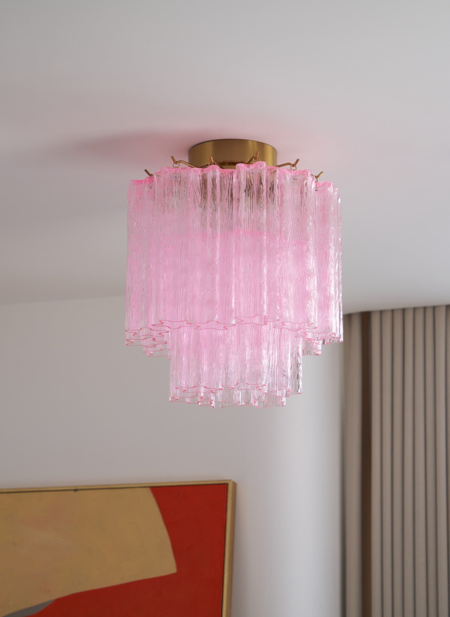 Aurora Plafonnier en Verre Rose Moderne