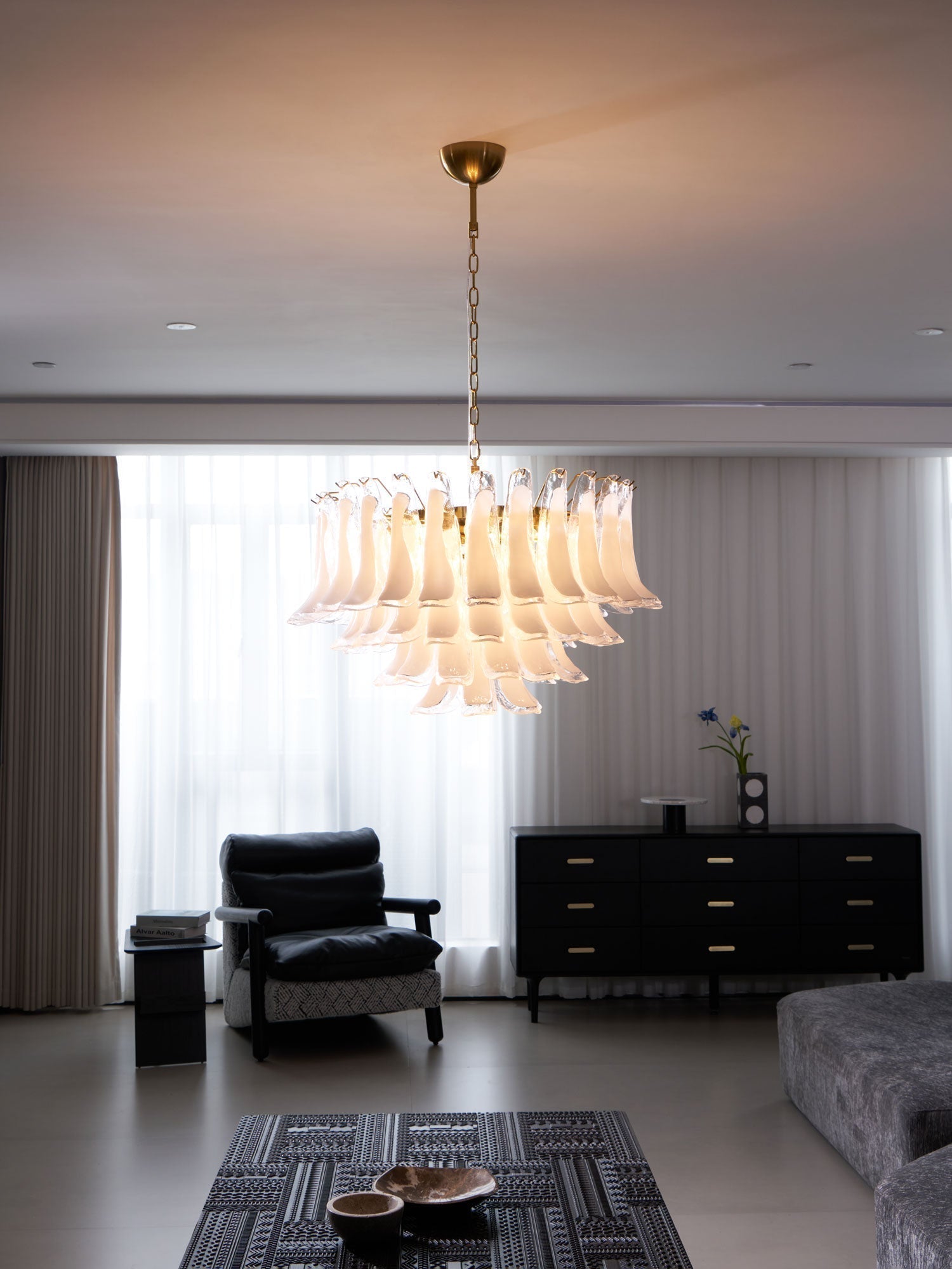 Aurora Lustre Rose Verre Feuille Superposé Florale Glamour