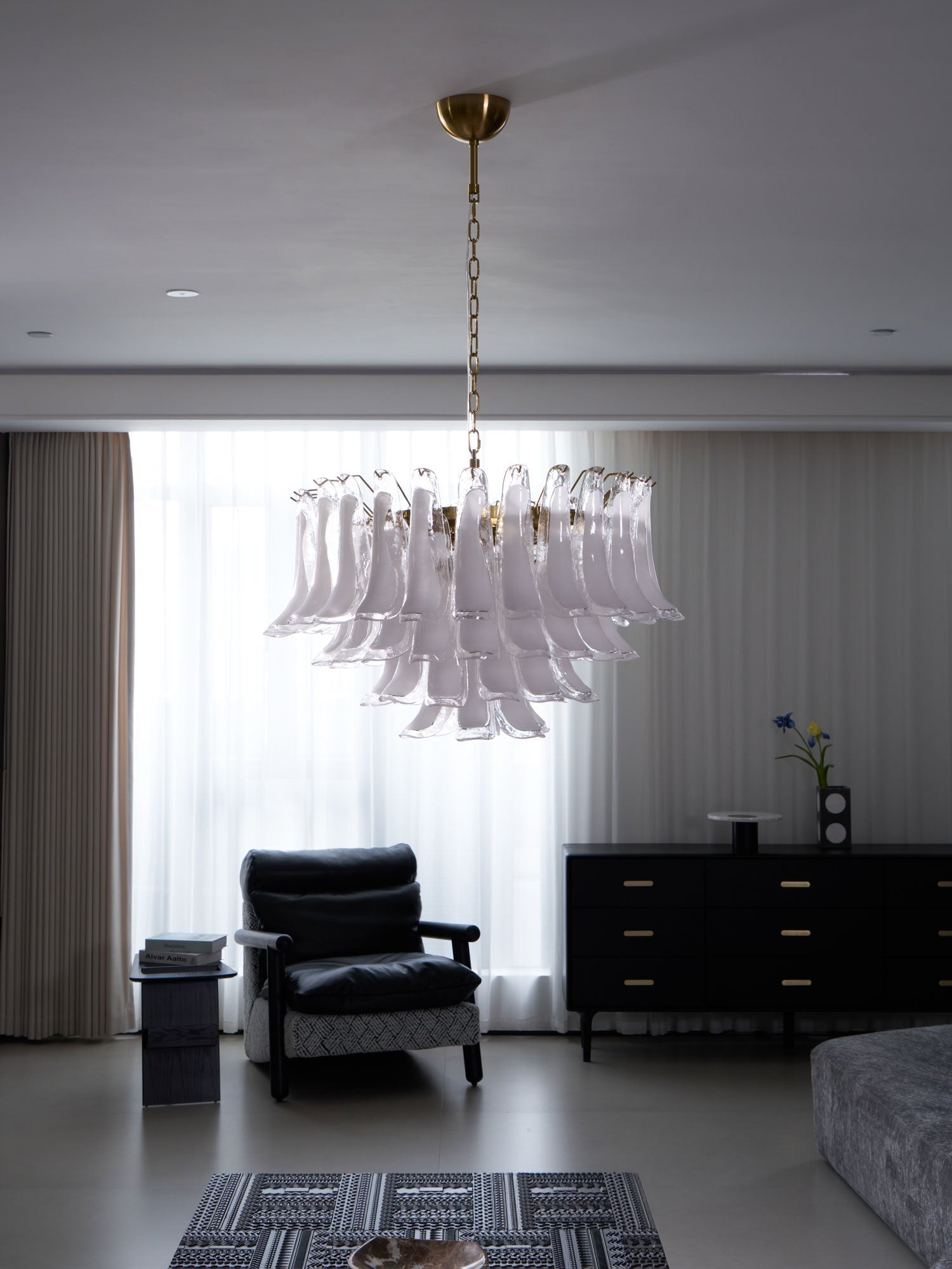 Aurora Lustre Rose Verre Feuille Superposé Florale Glamour
