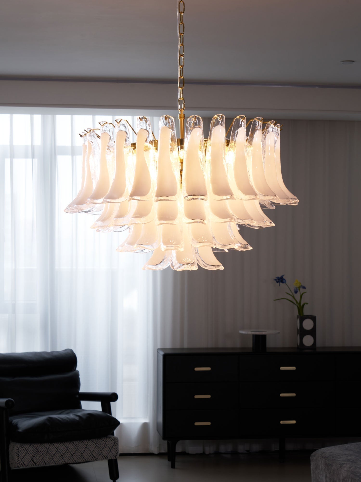 Aurora Lustre Rose Verre Feuille Superposé Florale Glamour