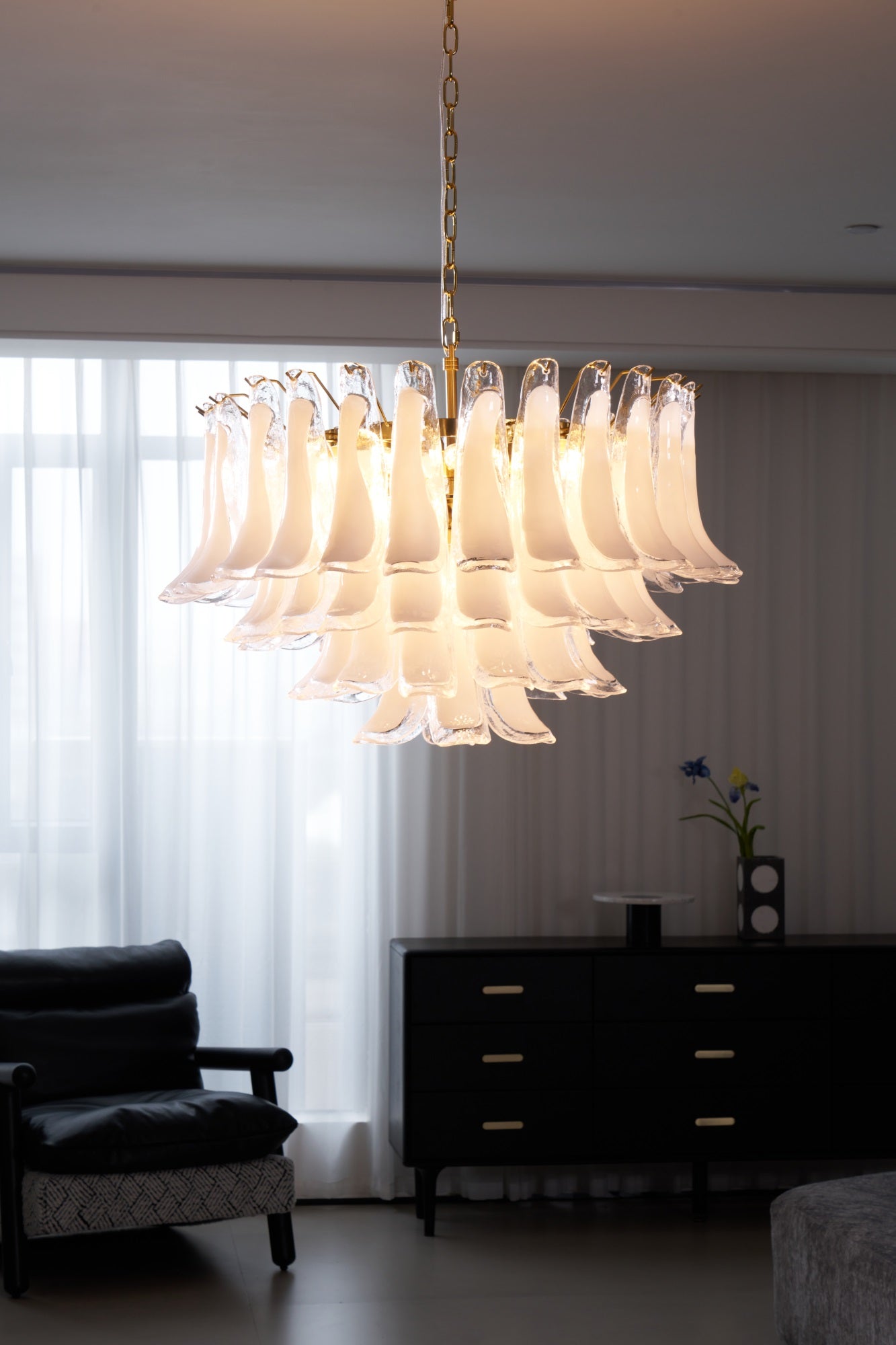 Aurora Lustre Rose Verre Feuille Superposé Florale Glamour