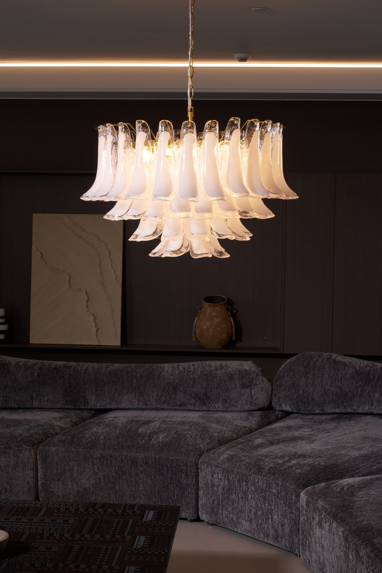Aurora Lustre Rose Verre Feuille Superposé Florale Glamour