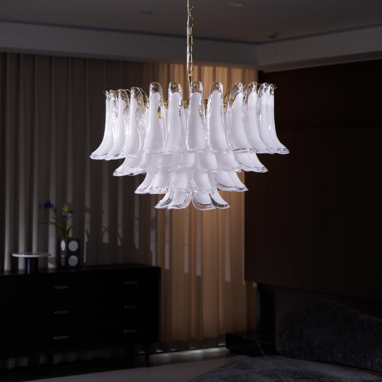 Aurora Lustre Rose Verre Feuille Superposé Florale Glamour