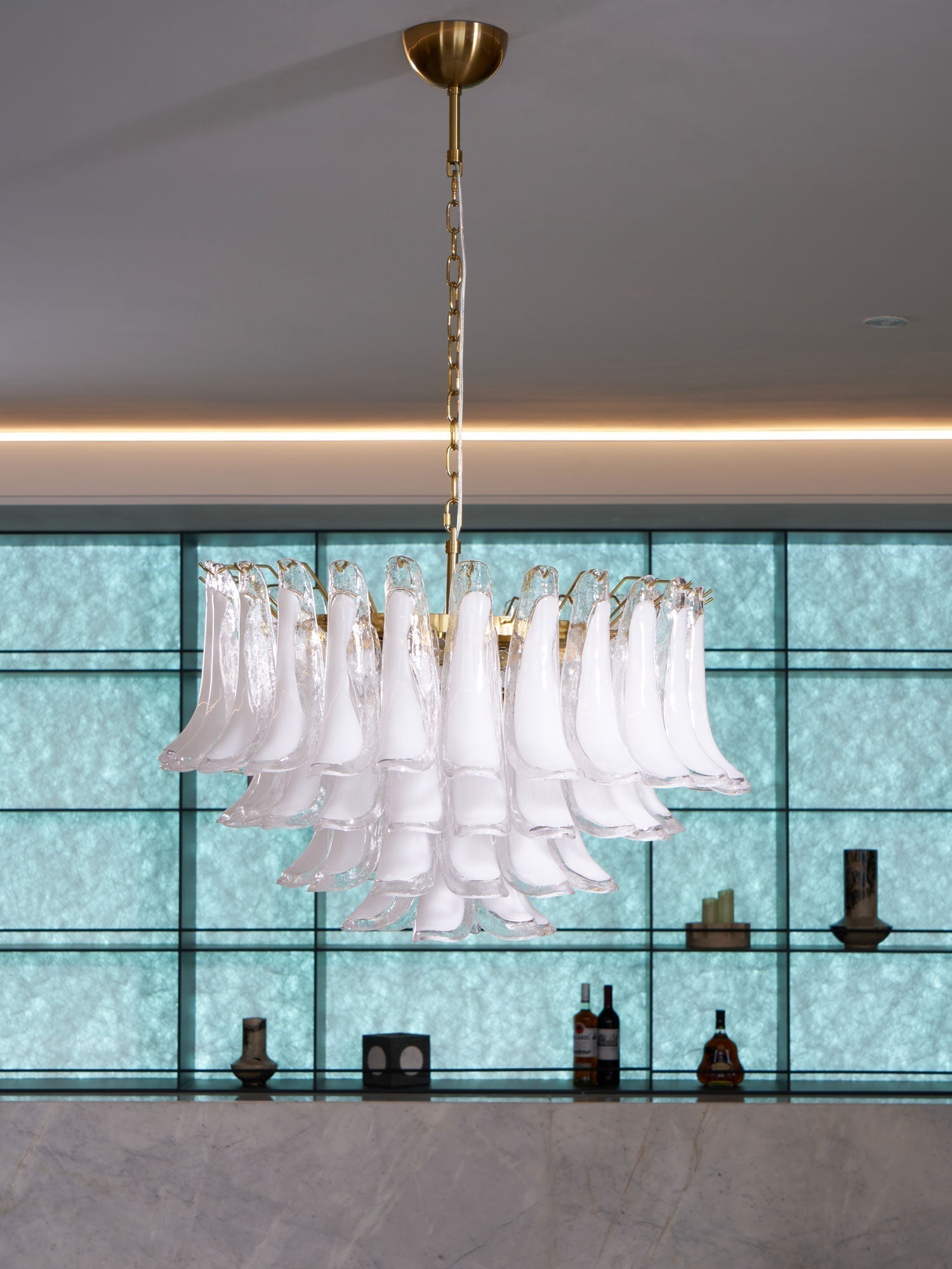 Aurora Lustre Rose Verre Feuille Superposé Florale Glamour