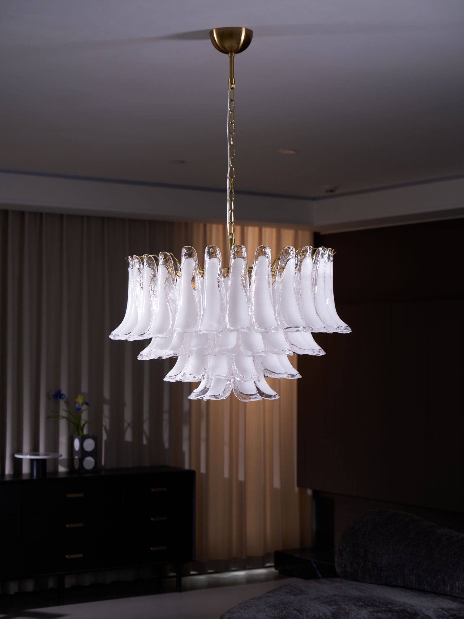 Aurora Lustre Rose Verre Feuille Superposé Florale Glamour