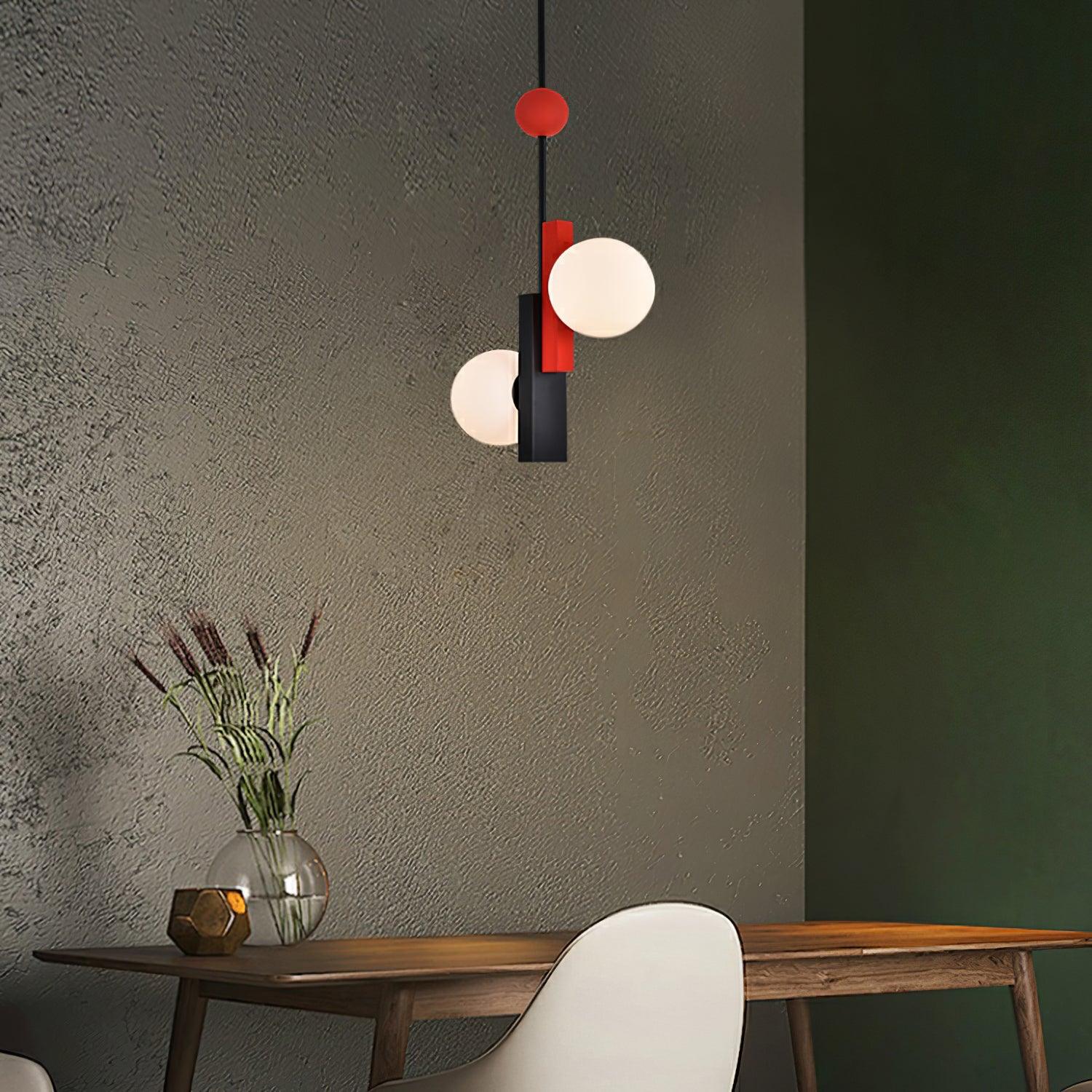 Solara Suspension Double Globe Barres Linéaires Géométrique