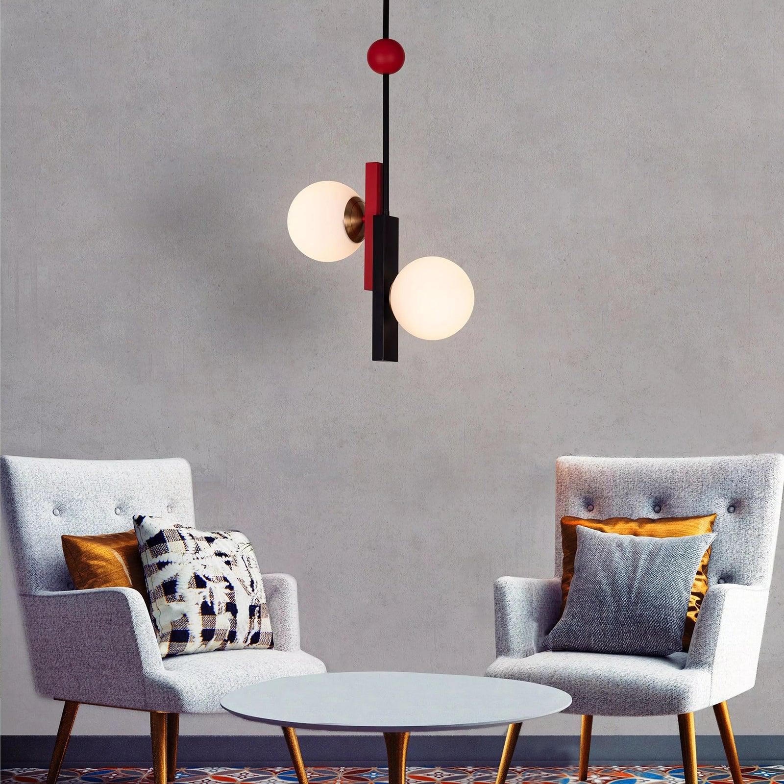 Solara Suspension Double Globe Barres Linéaires Géométrique