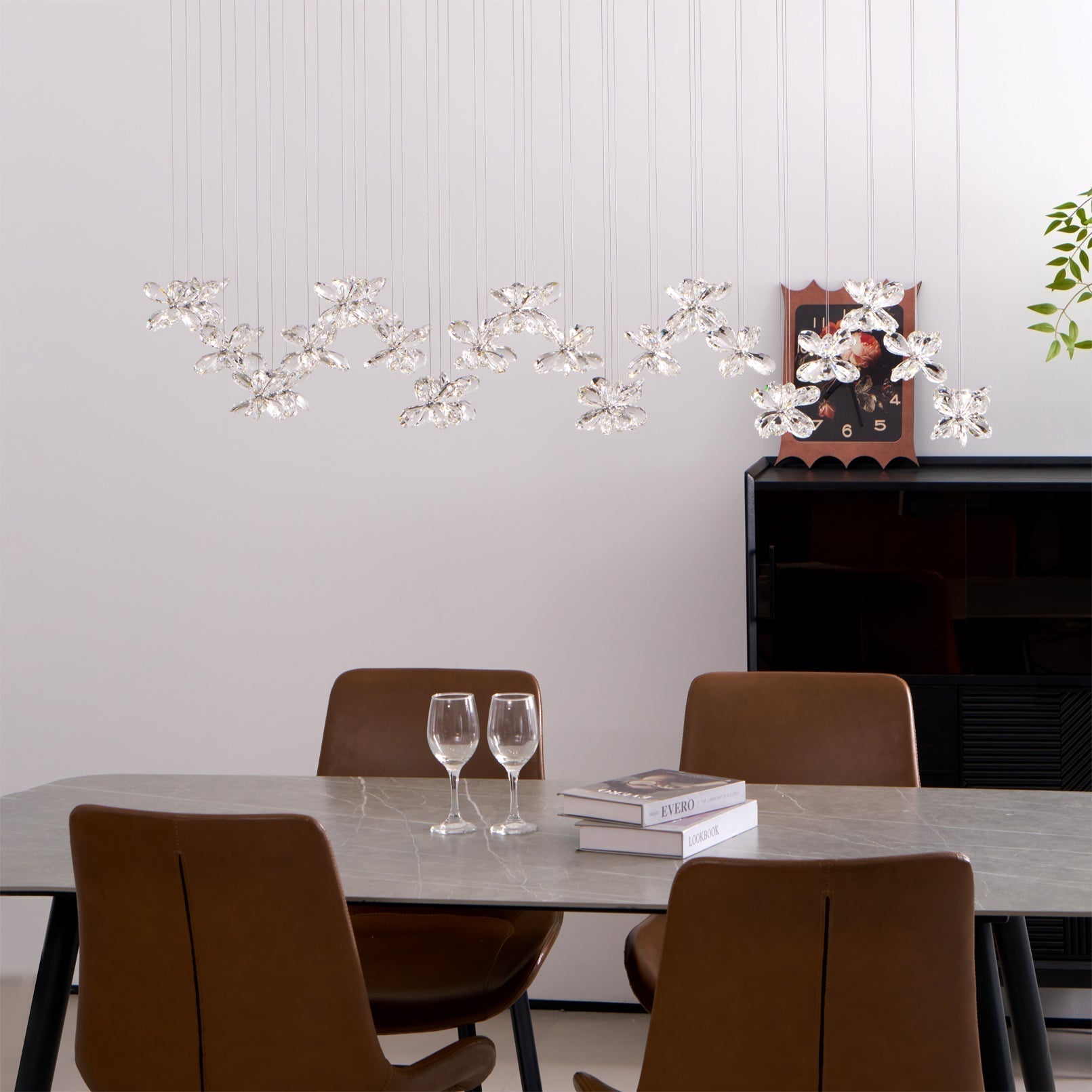 Lustra Lustre Cristal Papillon Bouquet Floral