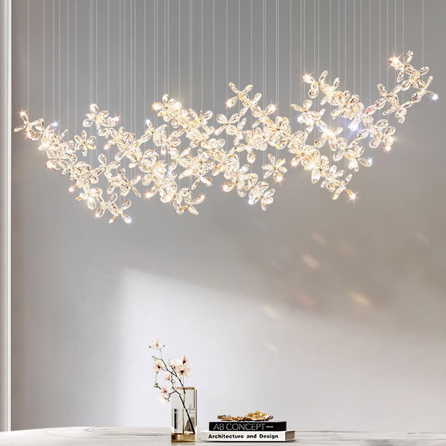 Lustra Lustre Cristal Papillon Bouquet Floral