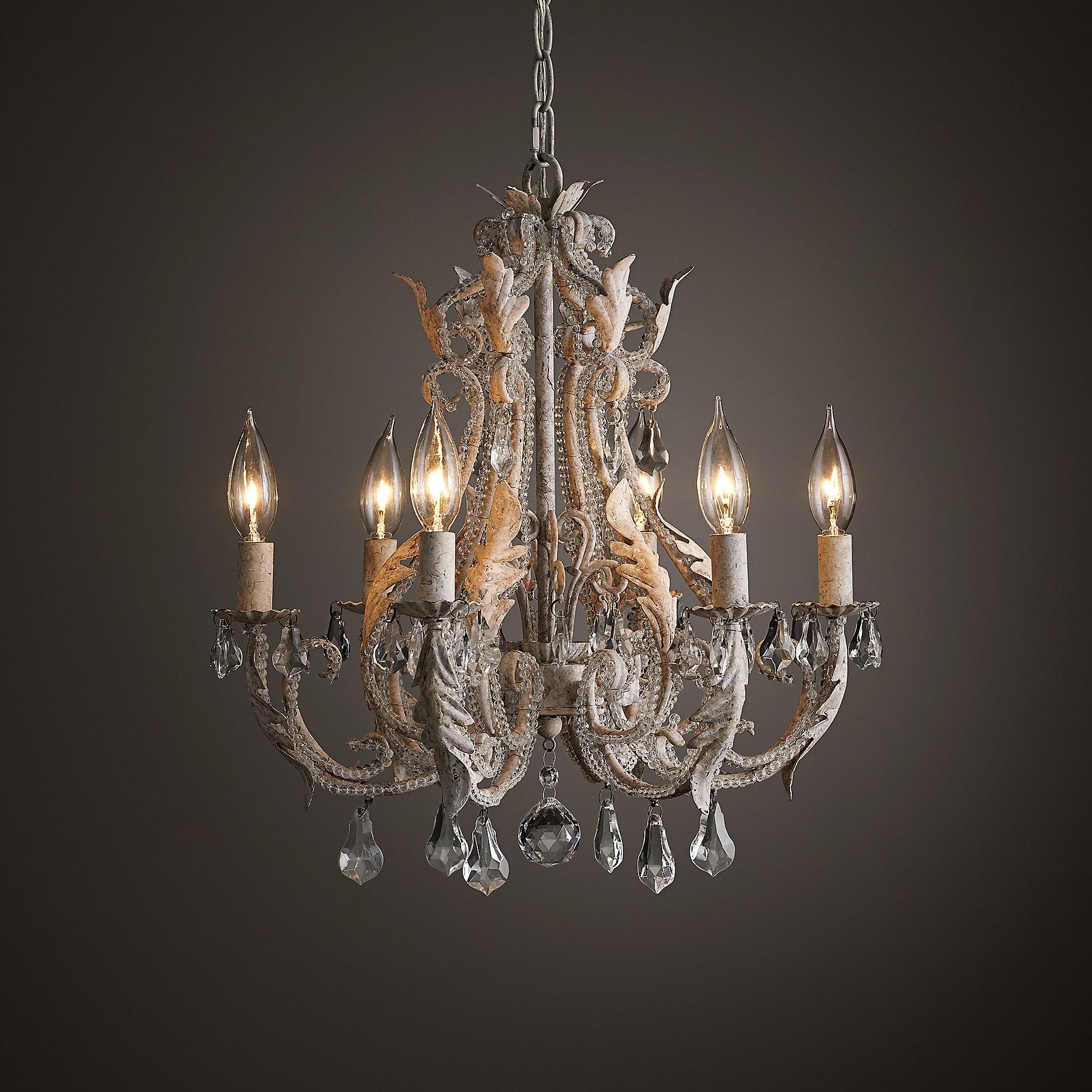 Lustra Suspension Lampe Porte-Bougie Perles de Cristal