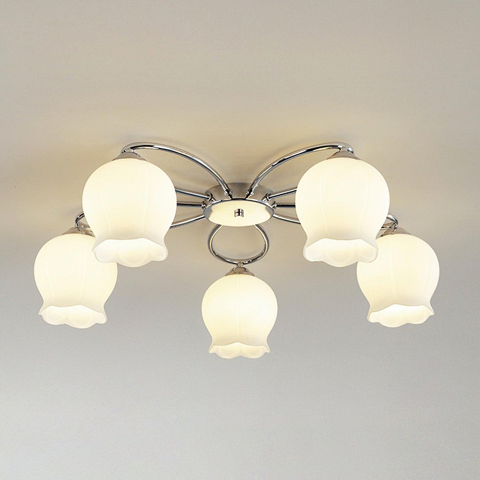 Oldore Lampe Plafonnier en Verre Floral Élégance Premium